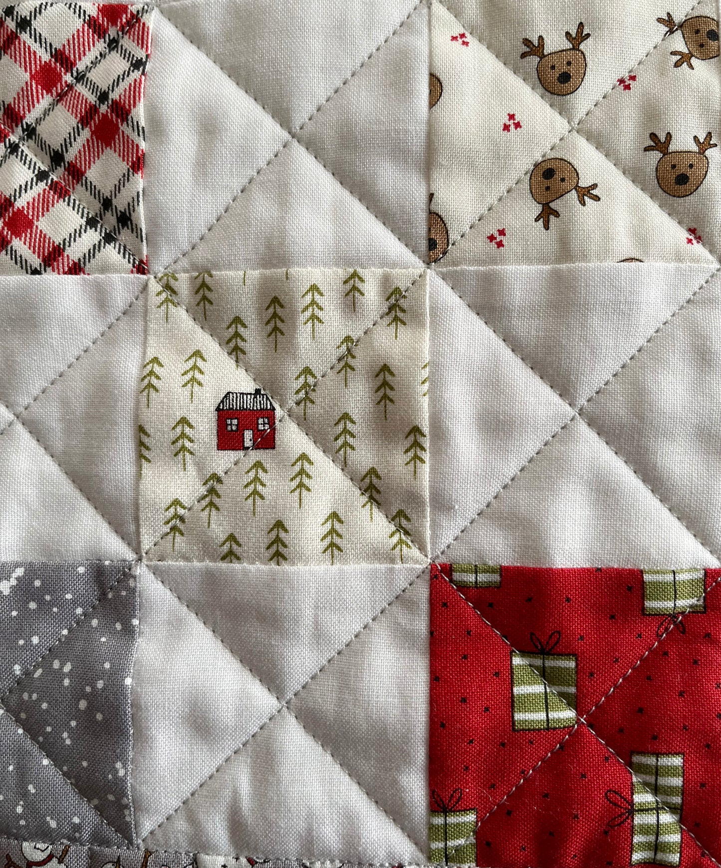 Christmas Baby Quilt, Handmade Baby's First Christmas Blanket, Table Topper, Home Decor, (35.5x35.5) Ready to Ship!