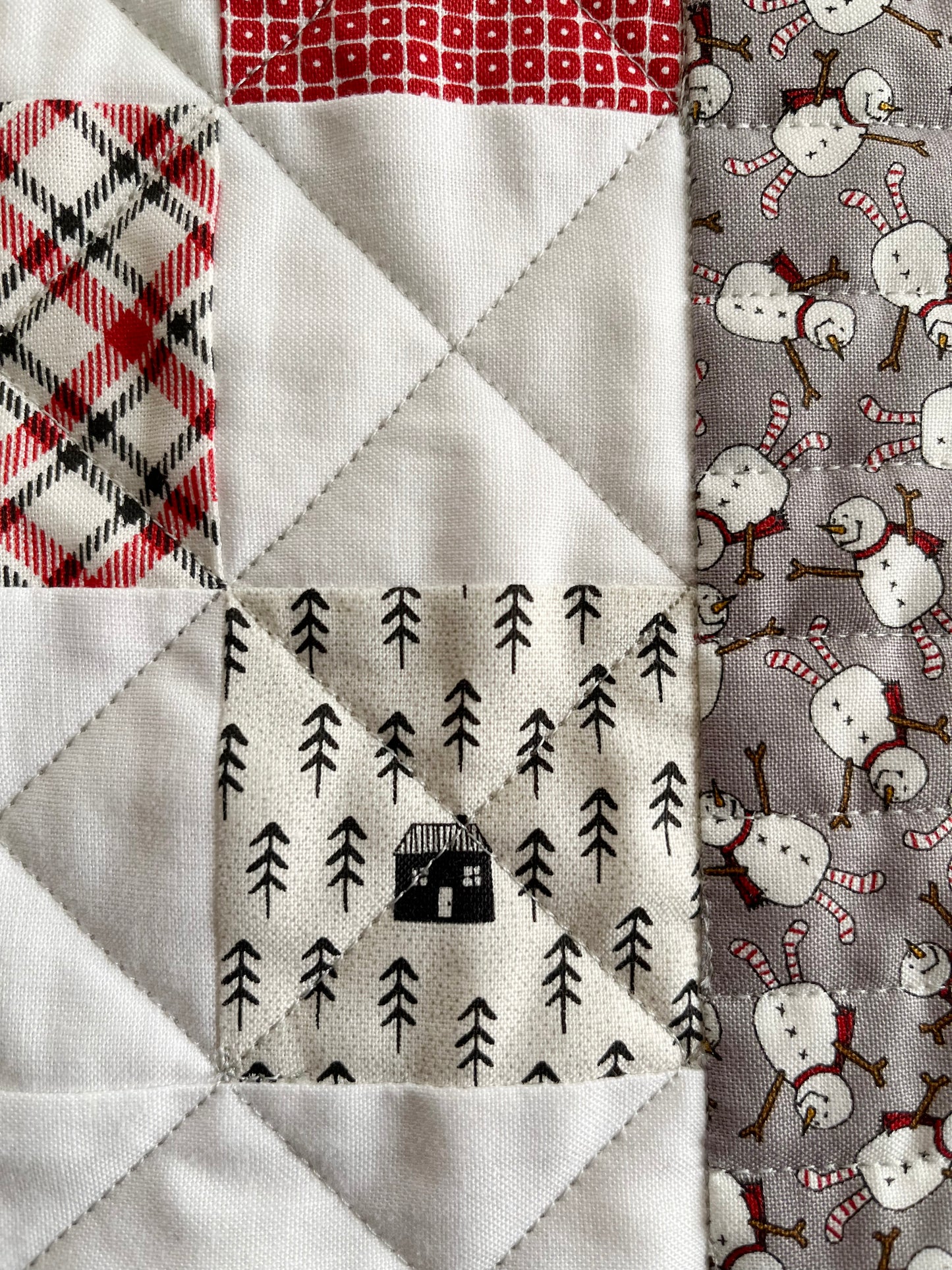 Christmas Baby Quilt, Handmade Baby's First Christmas Blanket, Table Topper, Home Decor, (35.5x35.5) Ready to Ship!