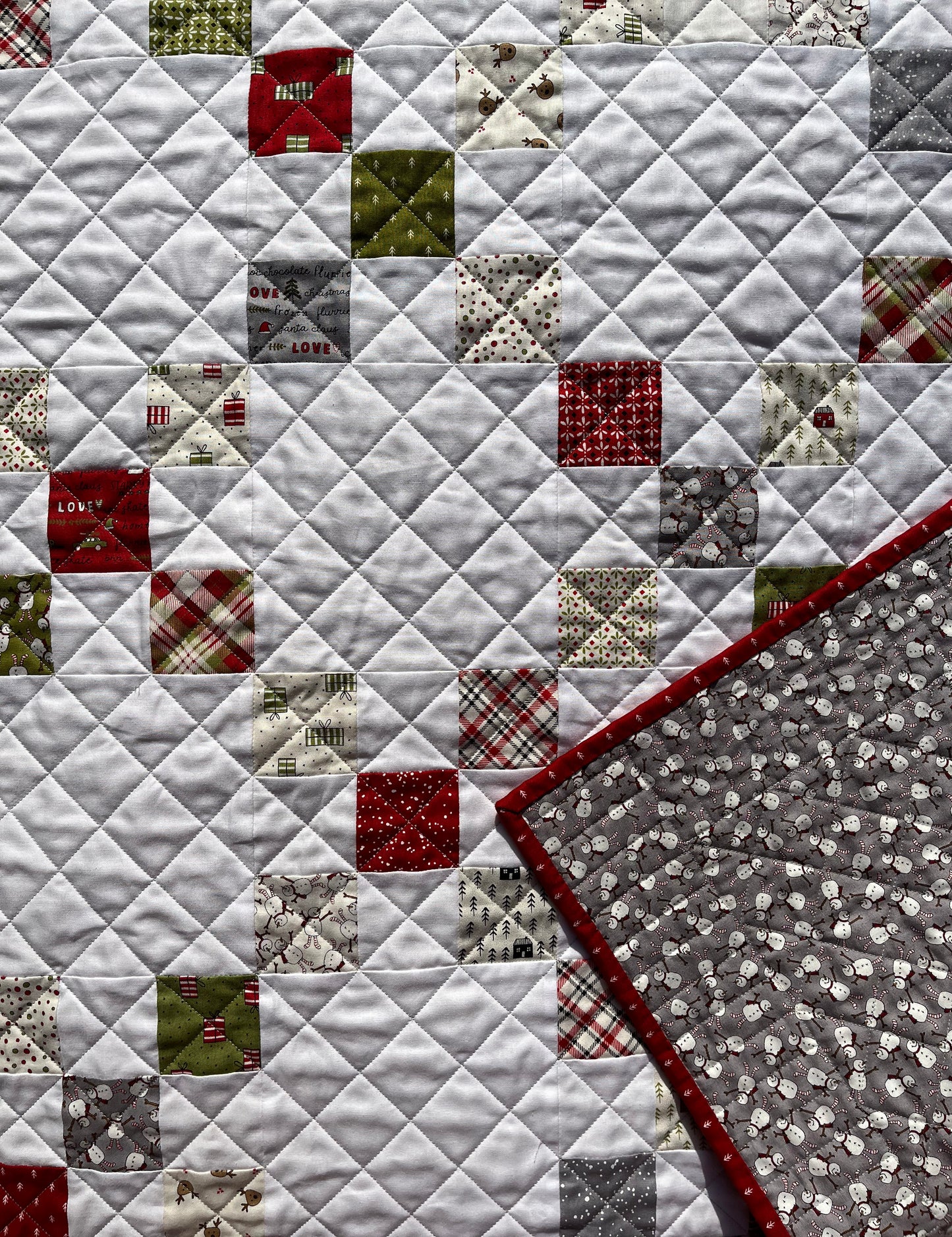 Christmas Baby Quilt, Handmade Baby's First Christmas Blanket, Table Topper, Home Decor, (35.5x35.5) Ready to Ship!
