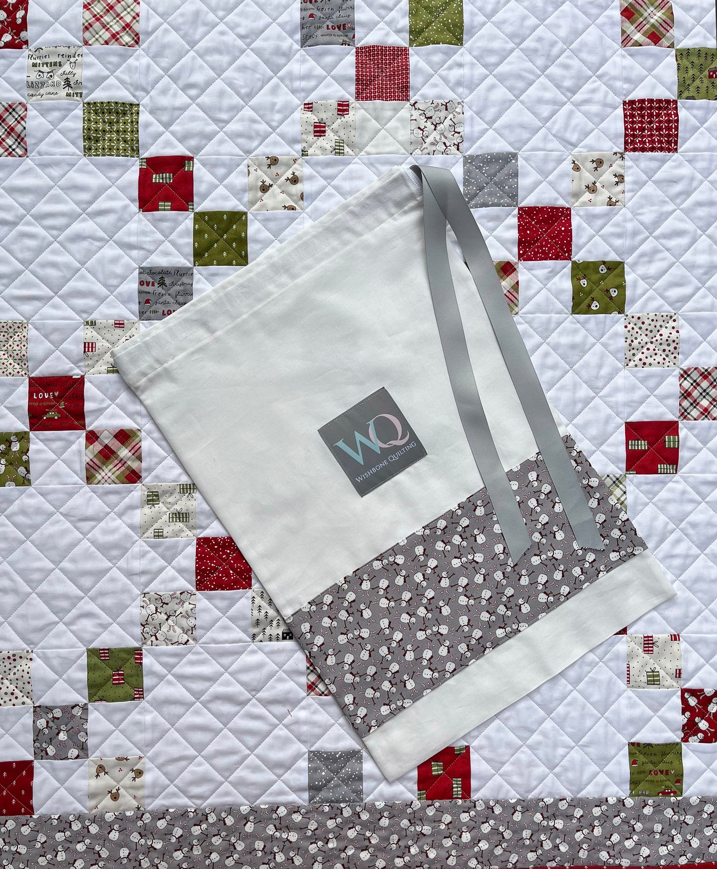Christmas Baby Quilt, Handmade Baby's First Christmas Blanket, Table Topper, Home Decor, (35.5x35.5) Ready to Ship!