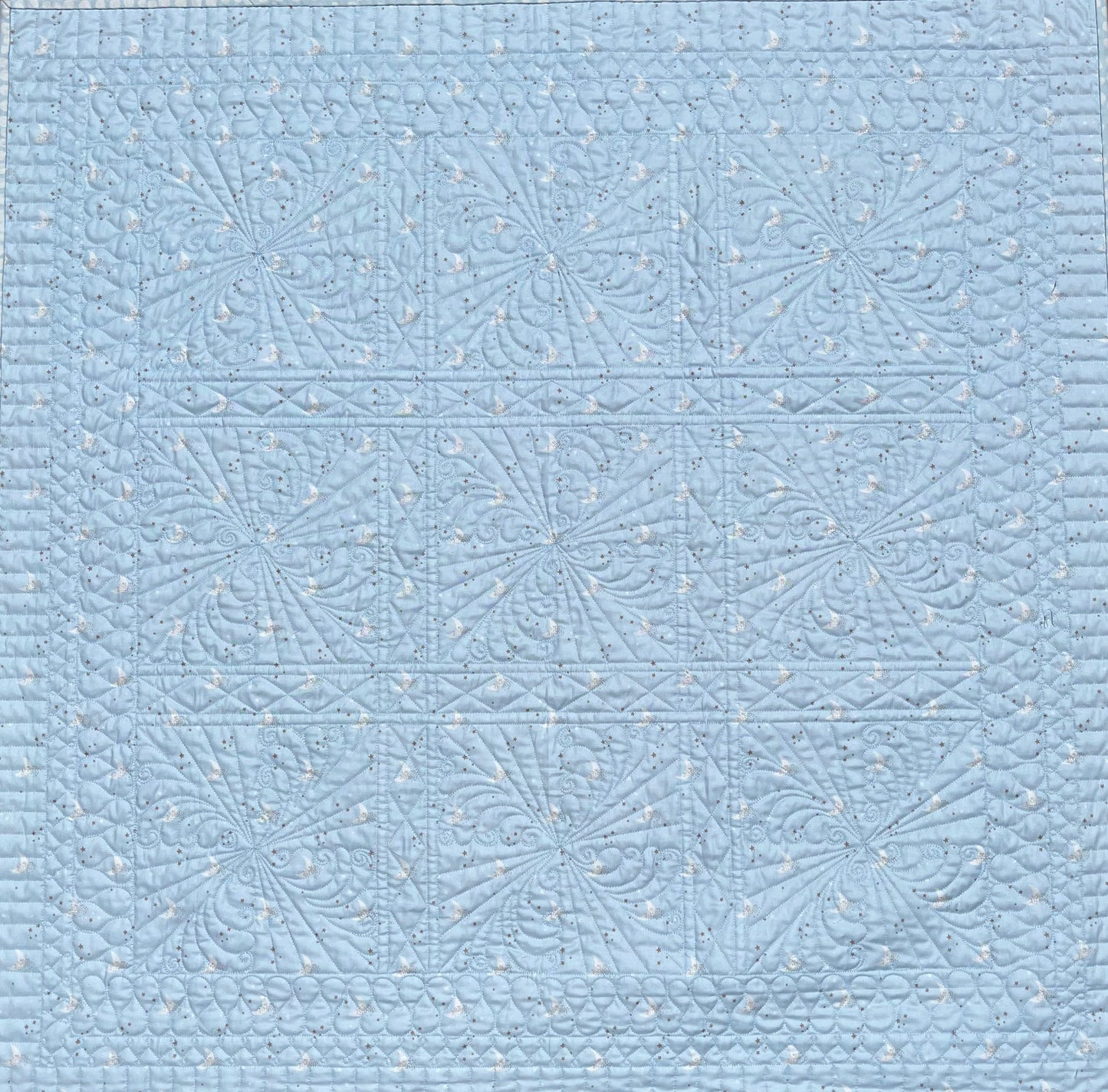 Handmade Baby Boy Heirloom Pinwheel Baby Quilt, Blue & White Baby Blanket, Free Matching Bag (37x37) Ready to Ship!