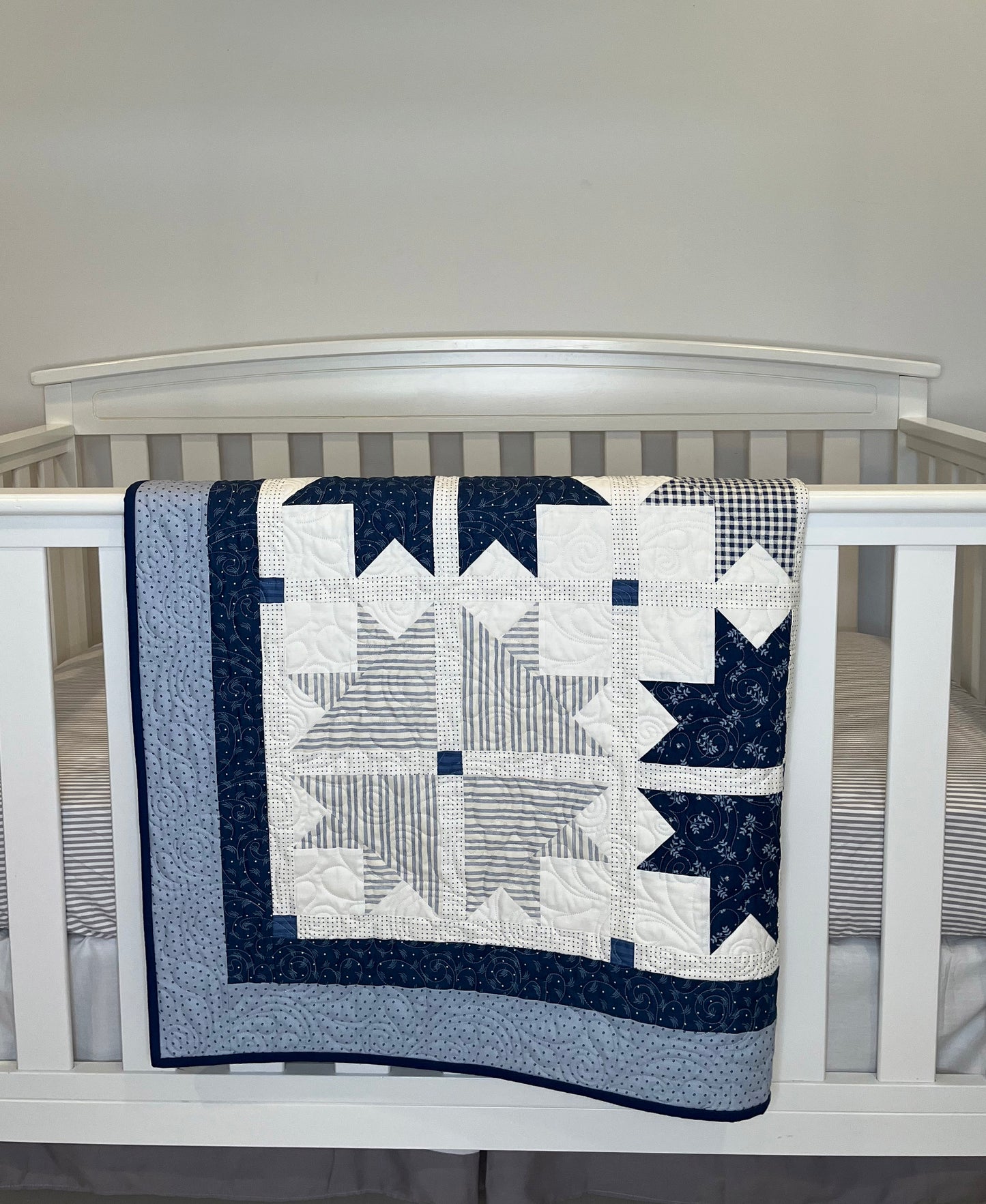 Handmade Baby Boy Quilt, Baby Girl Quilt, Baby Blanket (52x52.5) Moda Blueberry Delight Fabric, Ready to Ship!