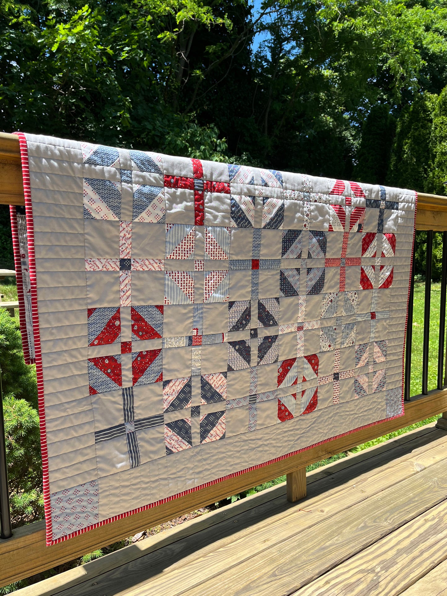 Handmade Quilt - Father's Day - July 4 - Americana - Lap/Small Throw Size (50.5x50.5)
