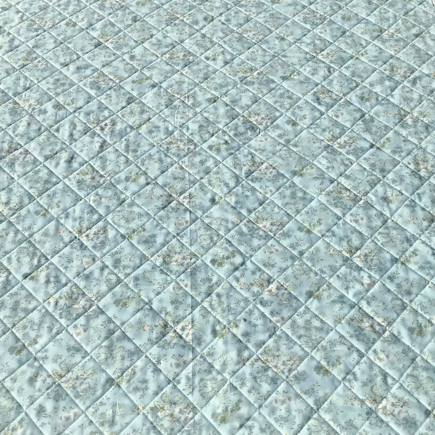 Handmade Aqua Floral Back Baby Girl Quilt, Baby Girl Blanket (37"x40") Ready to Ship!