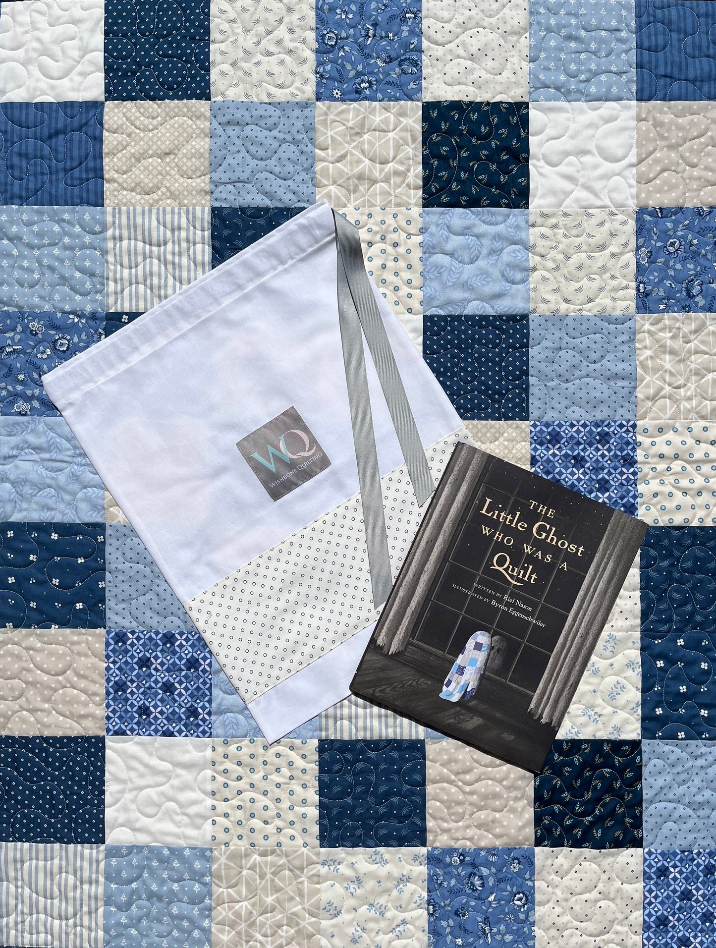 Handmade Patchwork Baby Quilt, With the Book, "The Little Ghost Who Was a Quilt" (37x41.5) FREE MATCHING BAG!