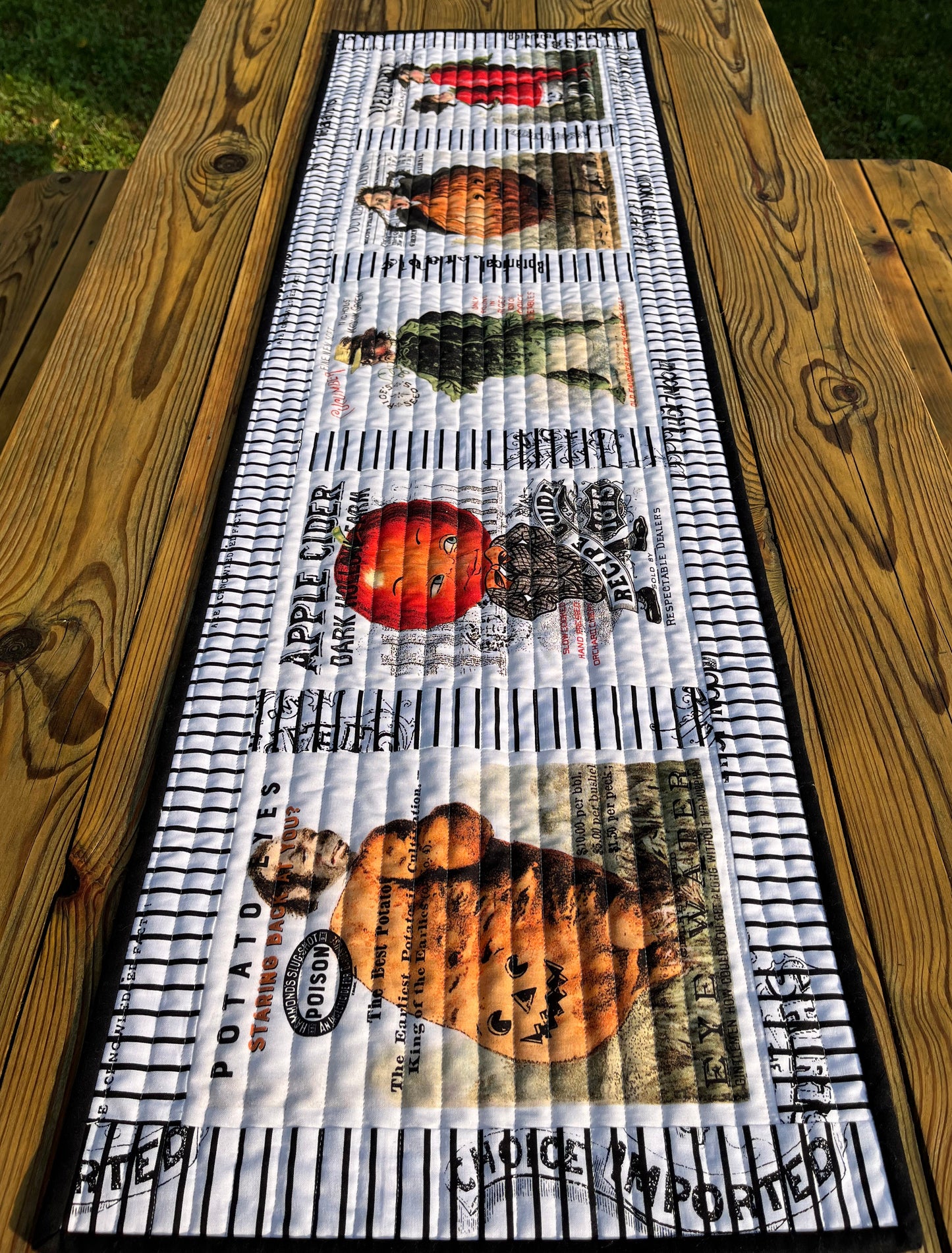 Handmade Halloween Quilted Table Runner - Unique Halloween Riley Blake Pumpkin Seed Packets#2 (15x50)