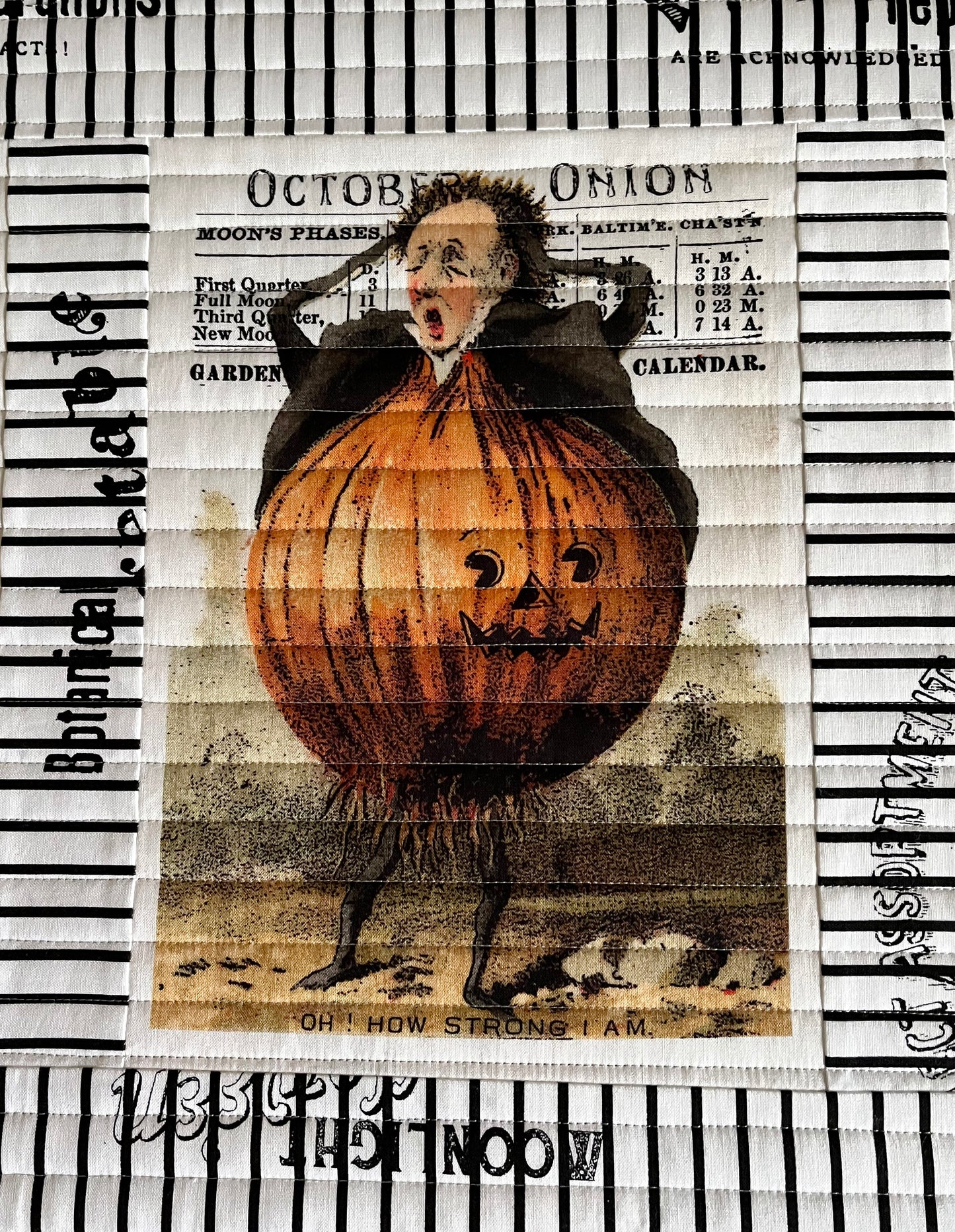 Handmade Halloween Quilted Table Runner - Unique Halloween Riley Blake Pumpkin Seed Packets#2 (15x50)