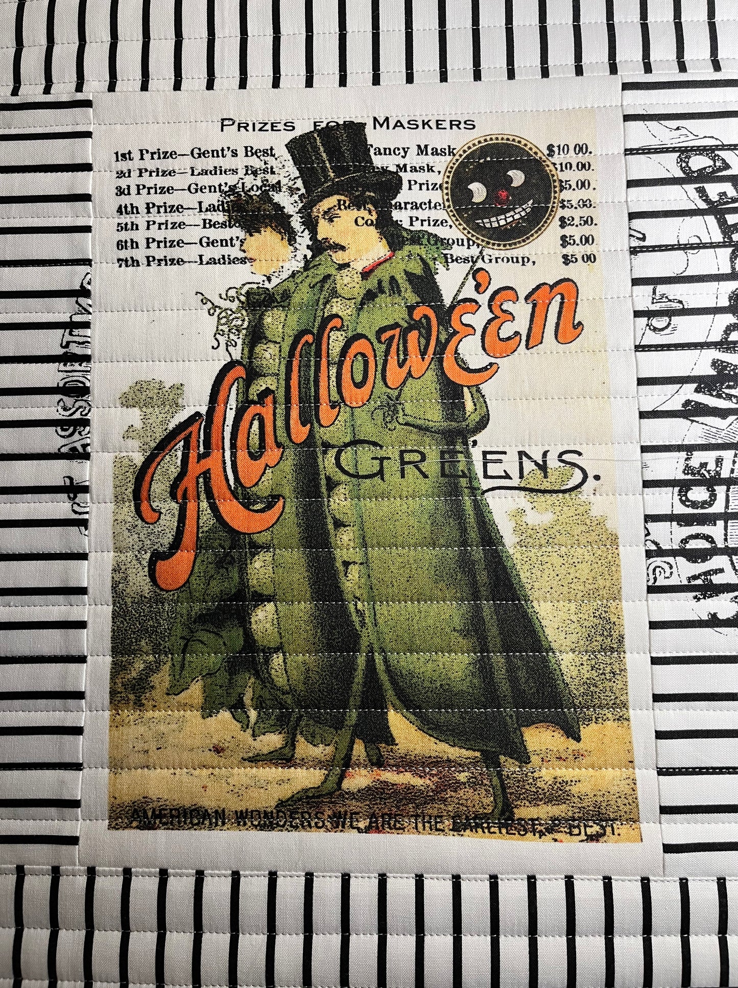 Handmade Halloween Quilted Table Runner - Unique Halloween Pumpkin Seed Packets#1 (15x50)
