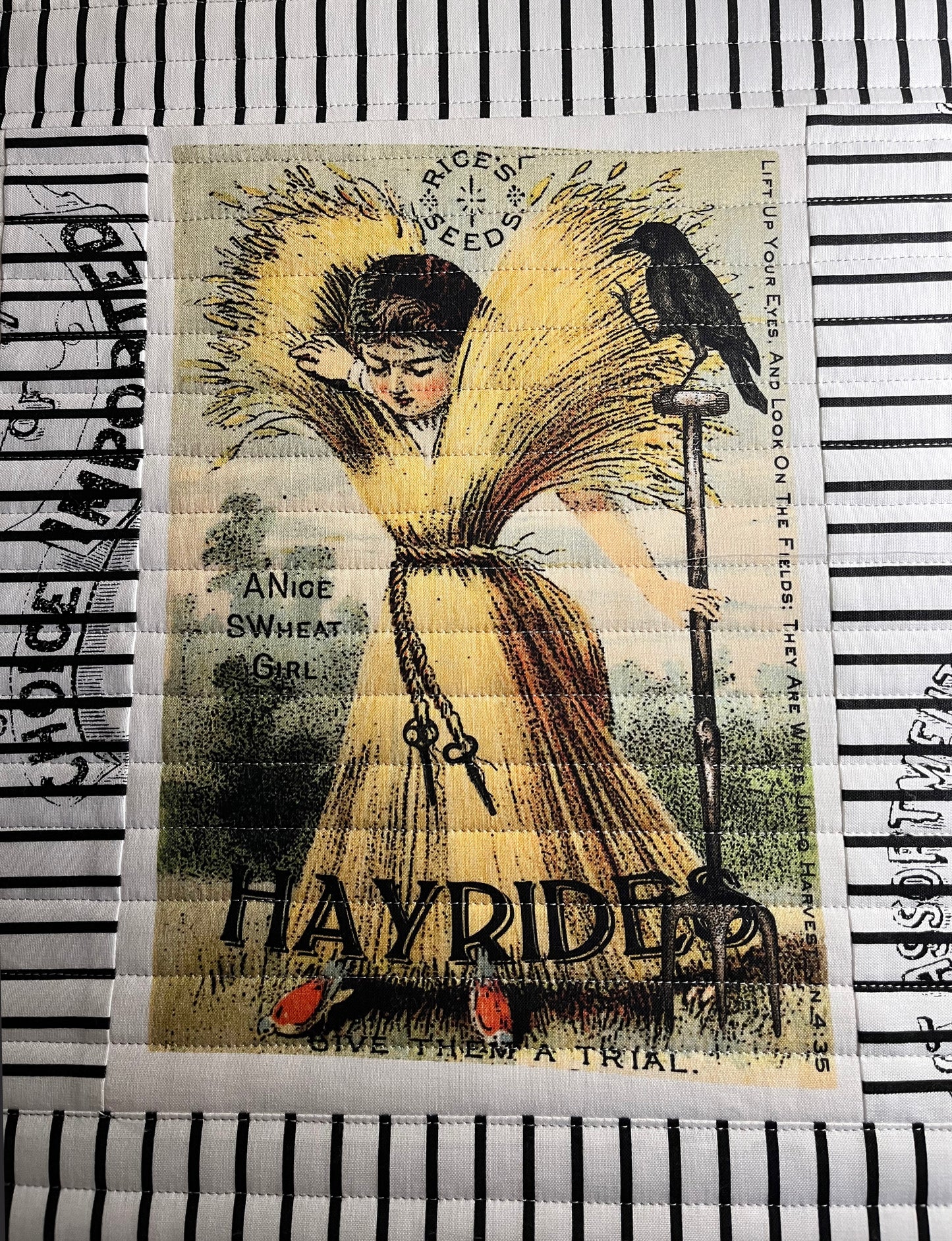 Handmade Halloween Quilted Table Runner - Unique Halloween Pumpkin Seed Packets#1 (15x50)