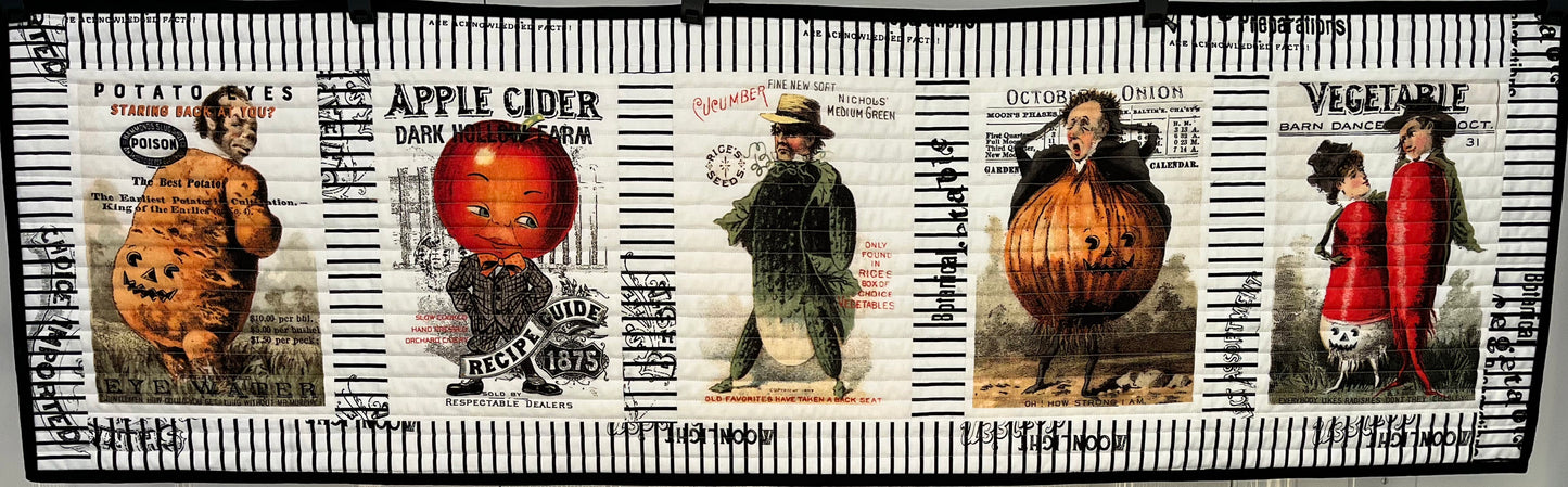 Handmade Halloween Quilted Table Runner - Unique Halloween Riley Blake Pumpkin Seed Packets#2 (15x50)