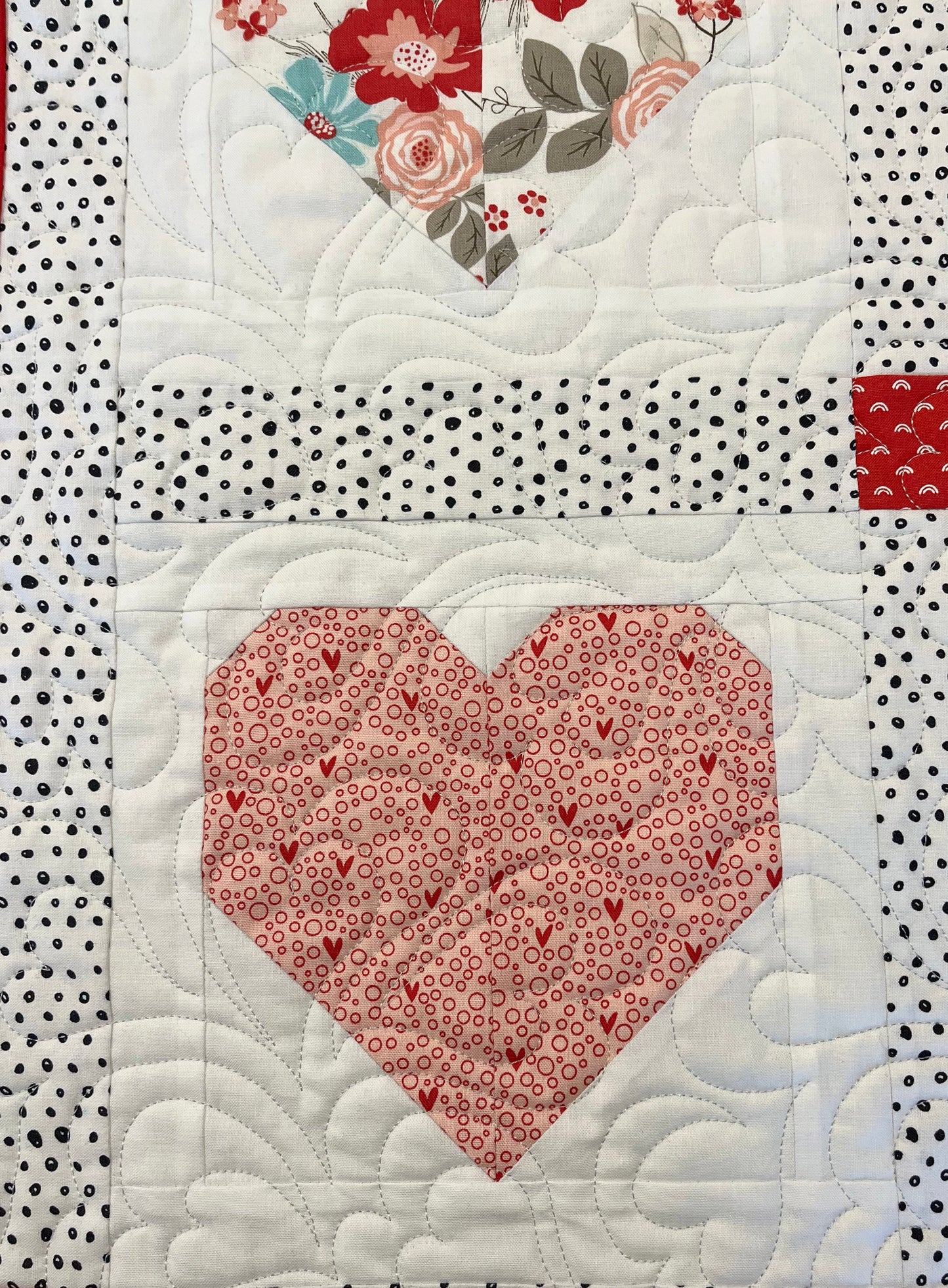 Handmade Hearts Baby Girl Quilt, Valentine's Day Blanket (40x40) Adult Lap Quilt, Table Topper, Wall Hanging, Ready to Ship!