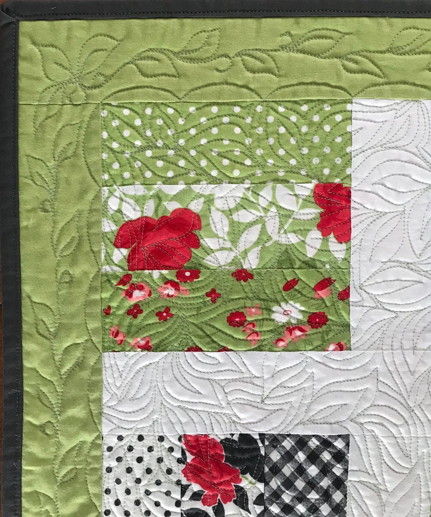 Handmade Baby Quilt, Beautiful Greens & Reds, Great Christmas Gift, Adult Lap Quilt - One of a Kind - Ready to Ship