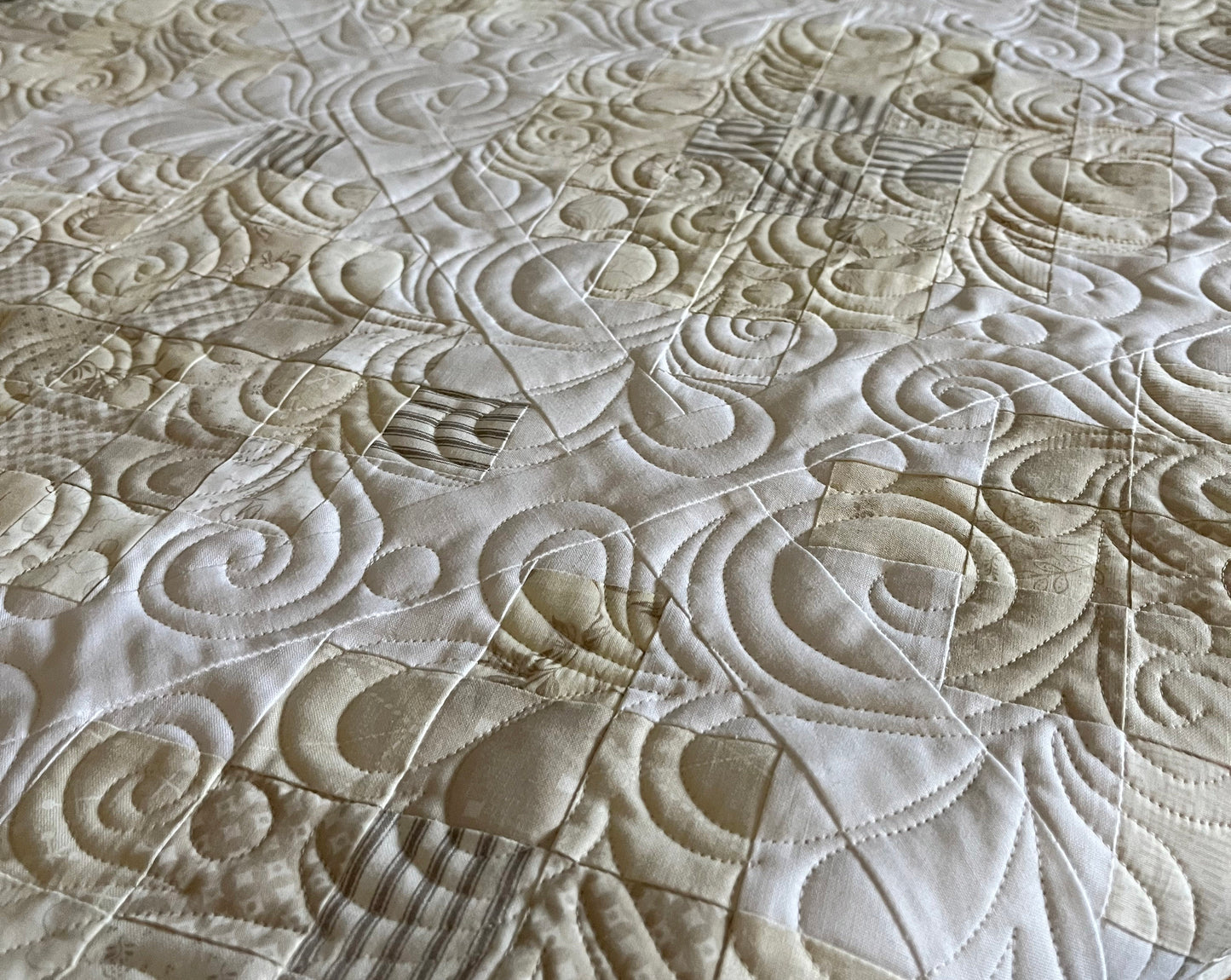 Handmade Baby Quilt, Heirloom Baby Blanket, Neutral Low Volume Colors, Designer Nursery Blanket, Baby Shower Gift, Ready to Ship!