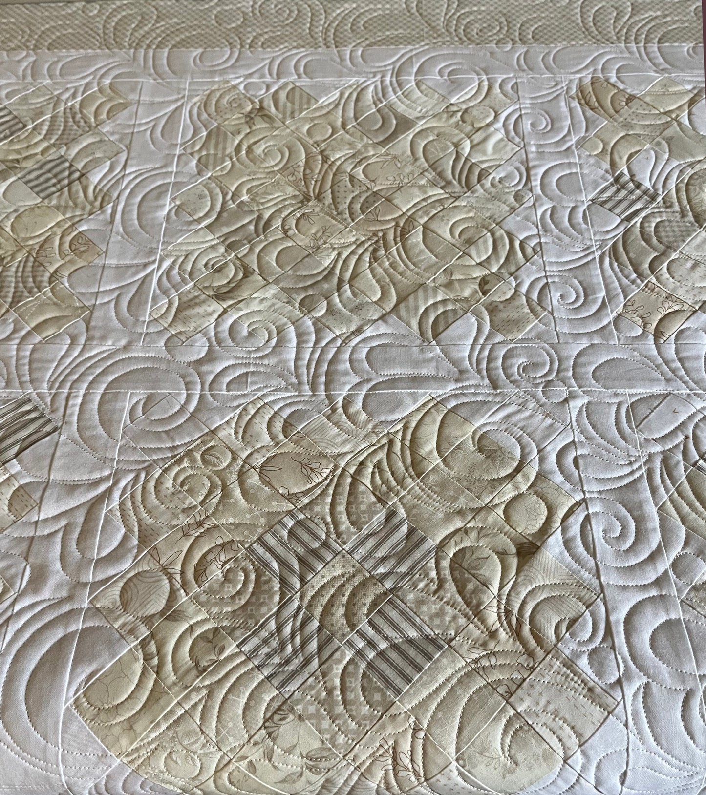Handmade Baby Quilt, Heirloom Baby Blanket, Neutral Low Volume Colors, Designer Nursery Blanket, Baby Shower Gift, Ready to Ship!