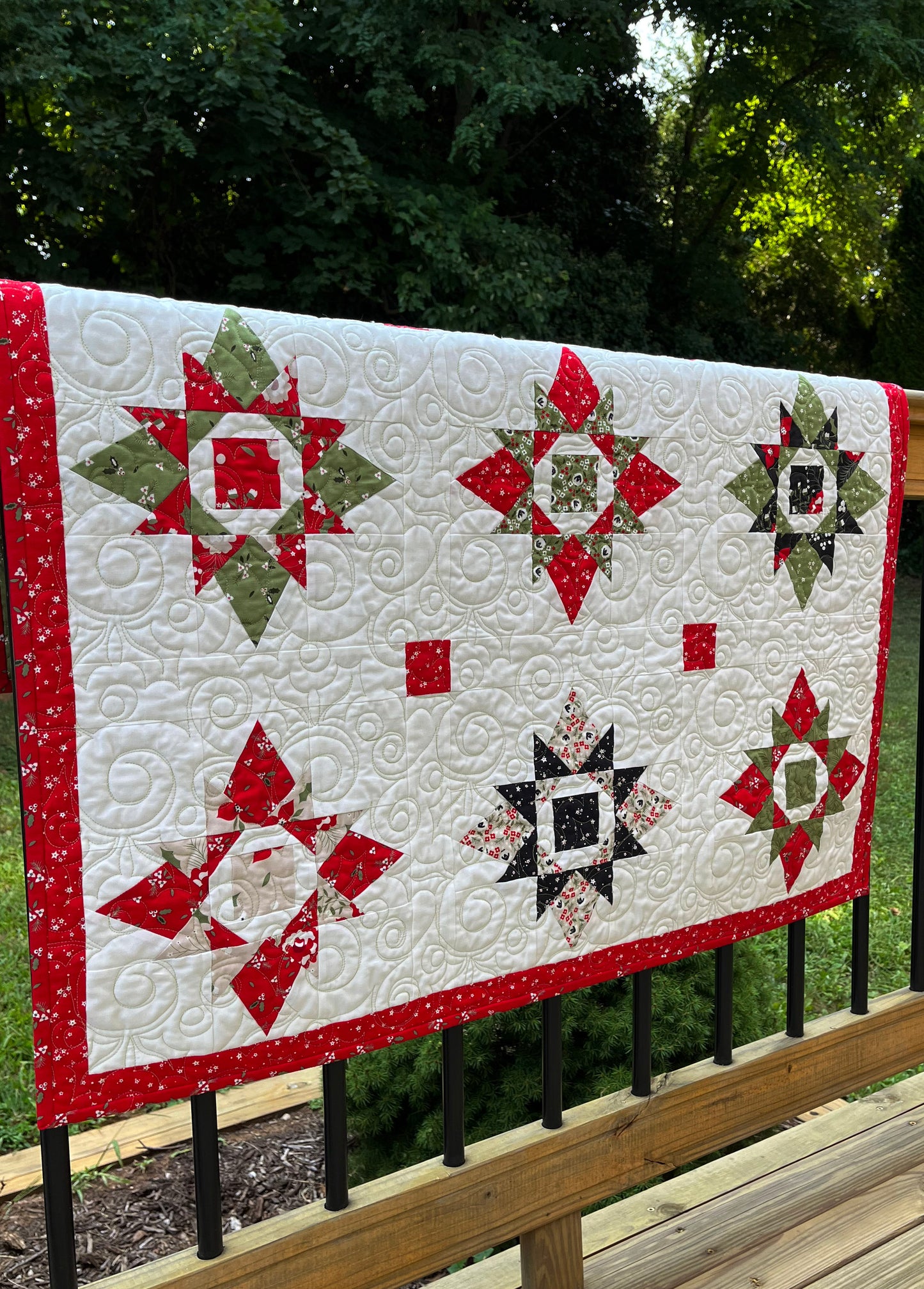 Handmade Christmas Baby Quilt, Baby's First Christmas Blanket, Table Topper, Wall Hanging (37x37.5)