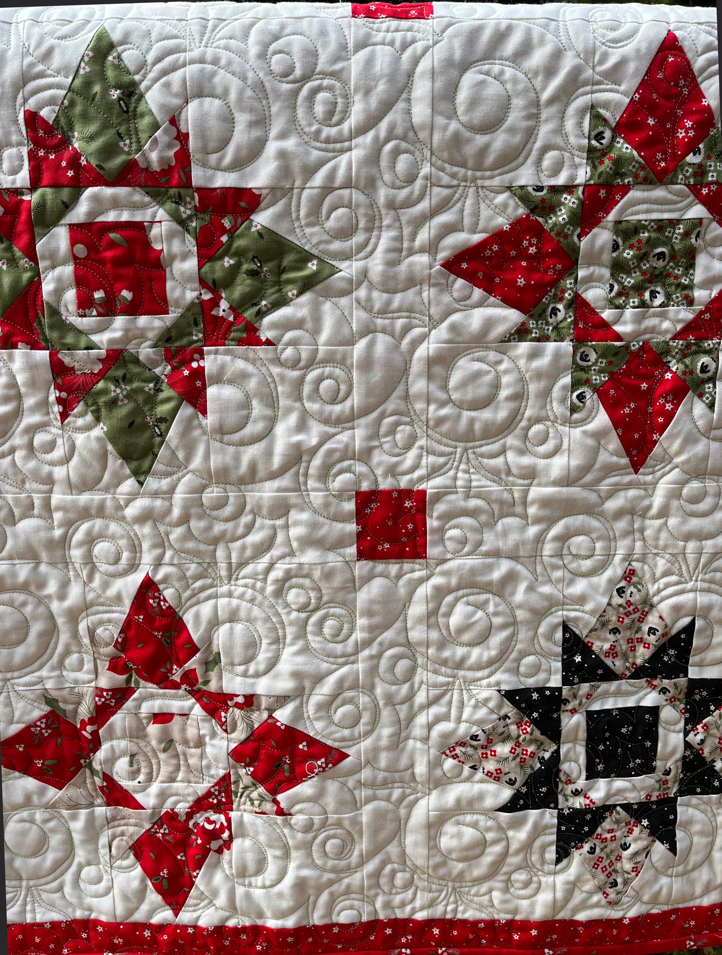 Handmade Christmas Baby Quilt, Baby's First Christmas Blanket, Table Topper, Wall Hanging (37x37.5)