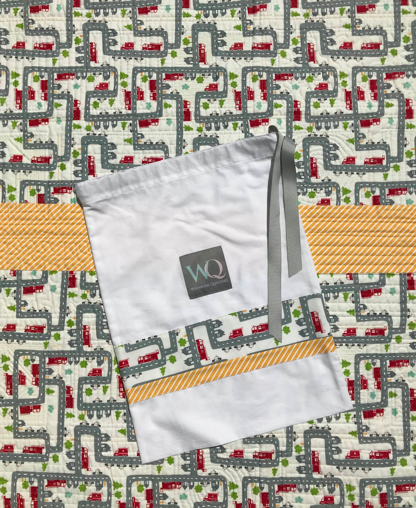 Handmade Baby, Toddler Quilt - Baby Blanket with Cars, Trucks, Bulldozers & Airplanes - Custom Quilted (41x41) Ready to Ship!