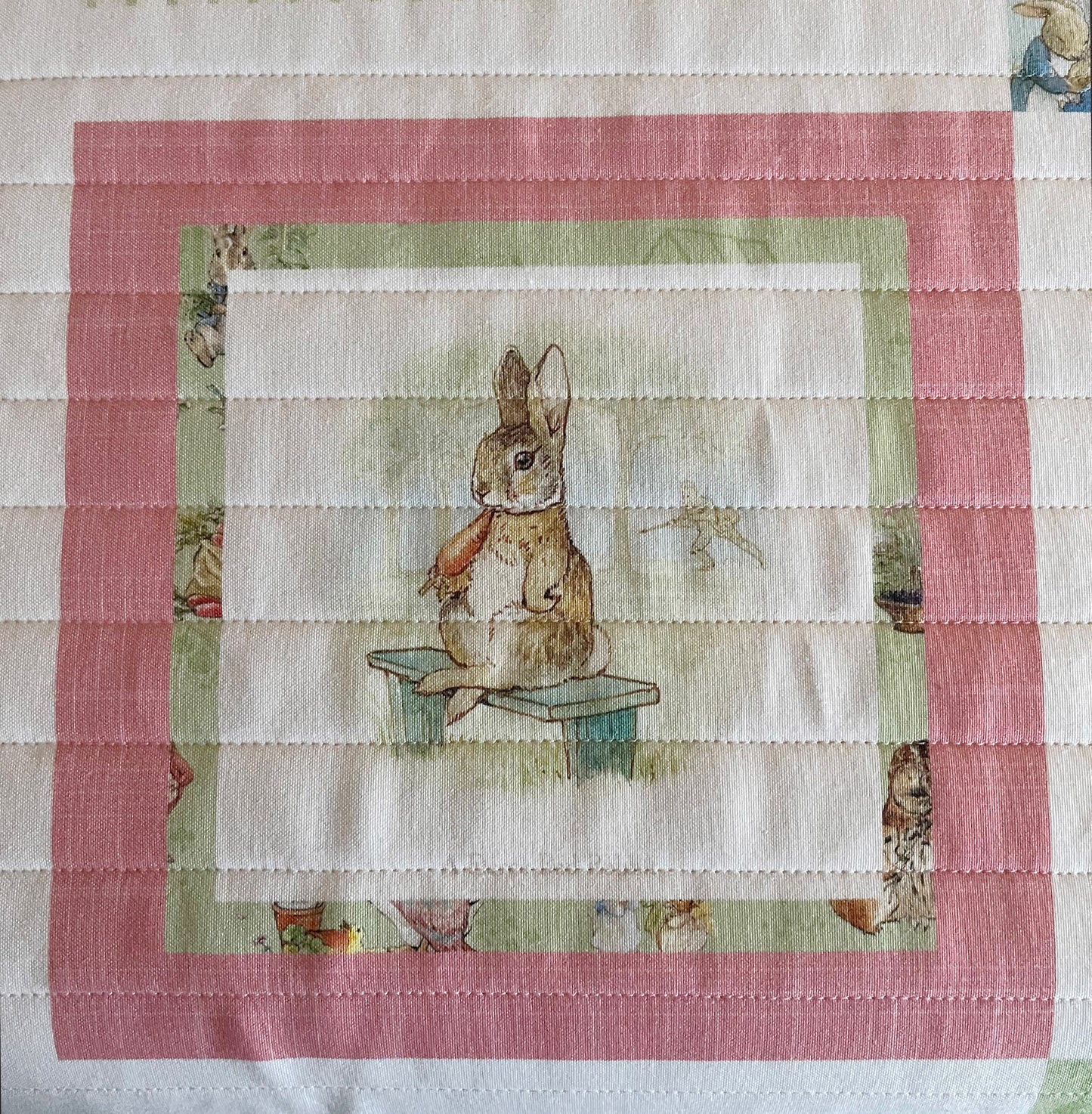 Handmade Baby Girl Quilt - Peter Rabbit & Friends - Easter Baby Blanket (39x46) Free Handmade Gift Bag - Ready to Ship!