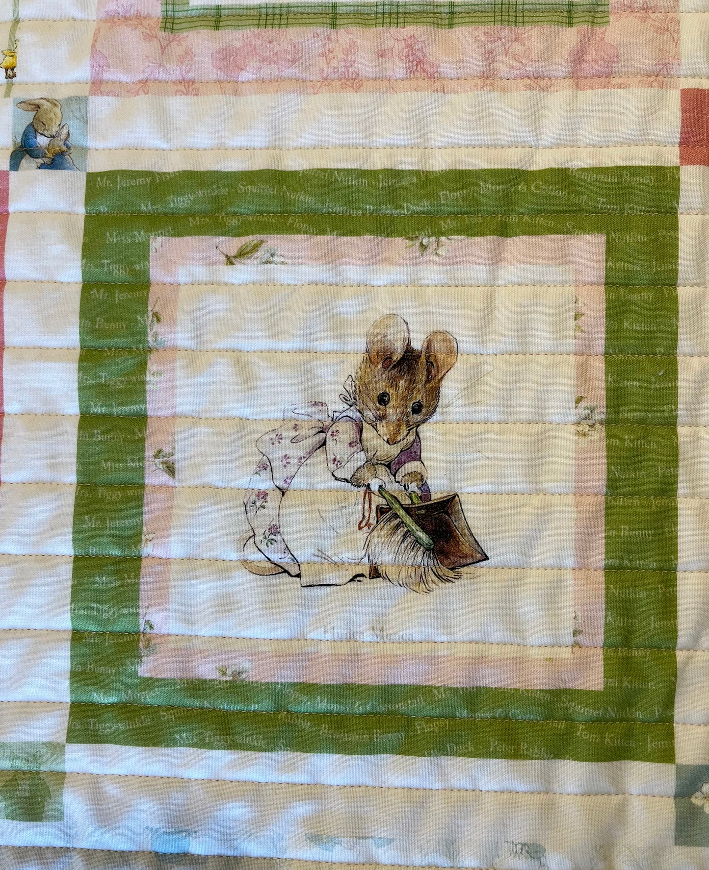 Handmade Baby Girl Quilt - Peter Rabbit & Friends - Easter Baby Blanket (39x46) Free Handmade Gift Bag - Ready to Ship!
