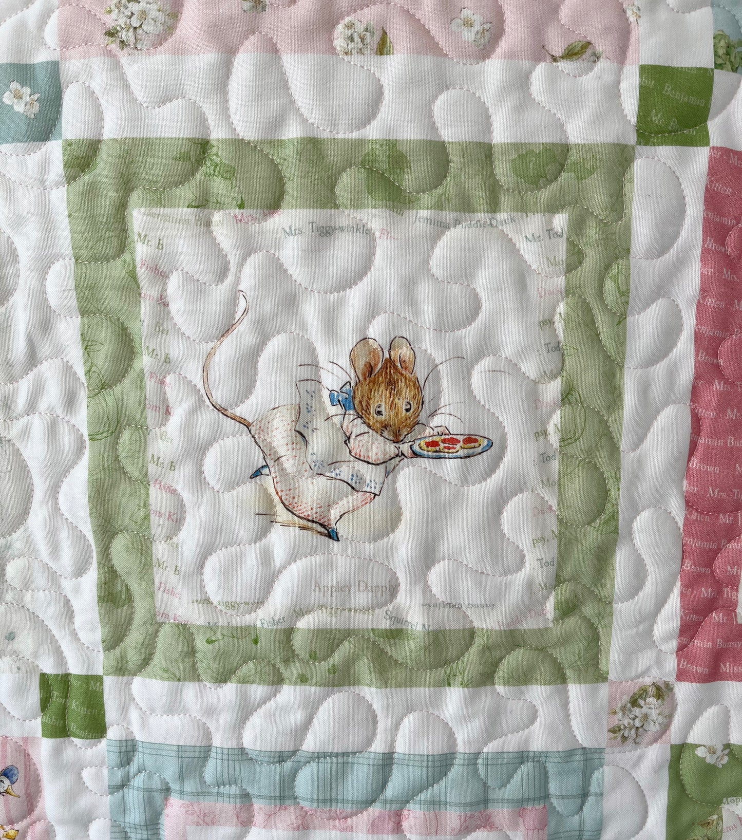 Handmade Baby Girl Quilt - Peter Rabbit & Friends - Easter Baby Blanket (39x46) Free Handmade Gift Bag - Ready to Ship!