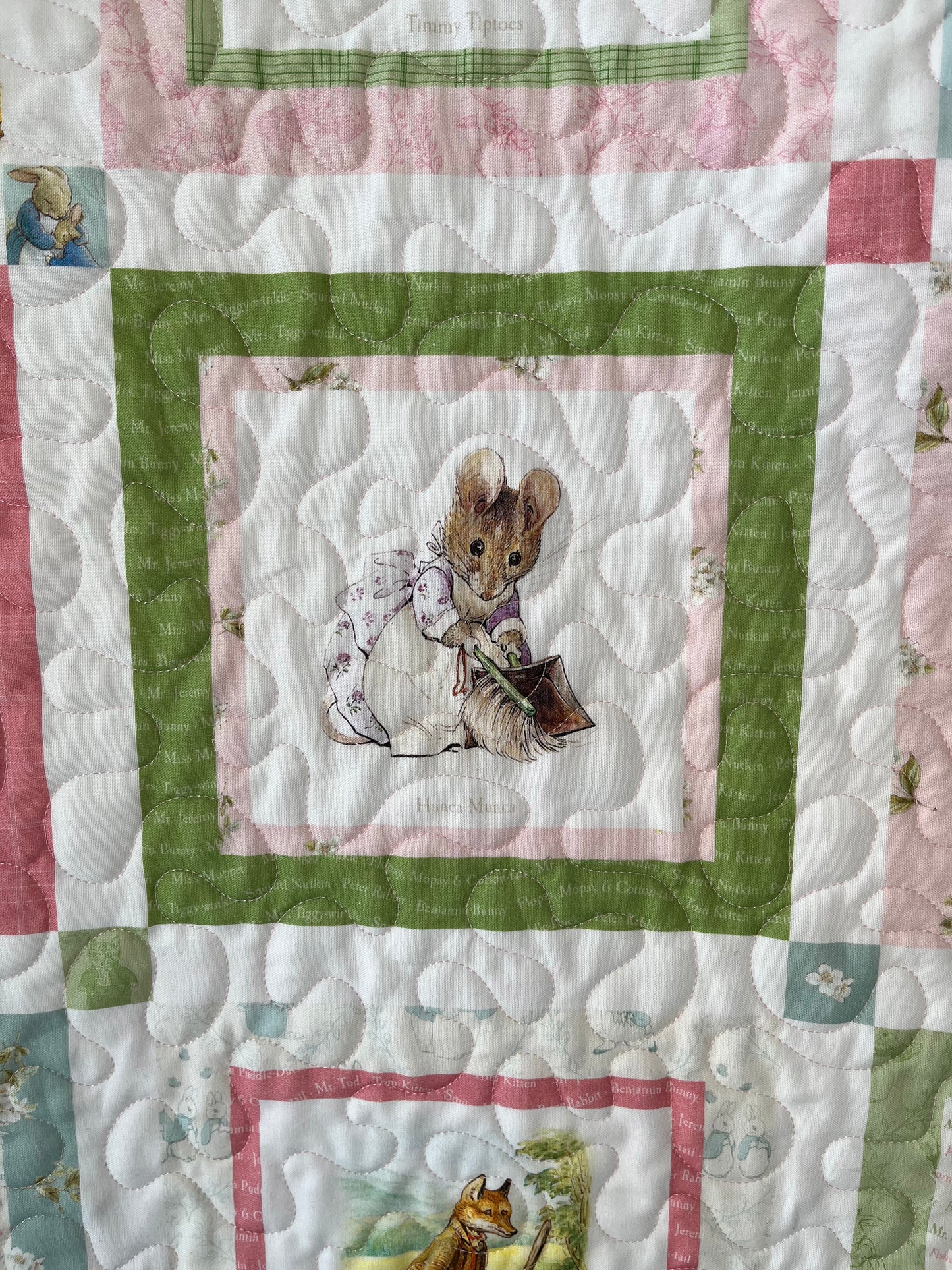 Handmade Baby Girl Quilt - Peter Rabbit & Friends - Easter Baby Blanket (39x46) Free Handmade Gift Bag - Ready to Ship!