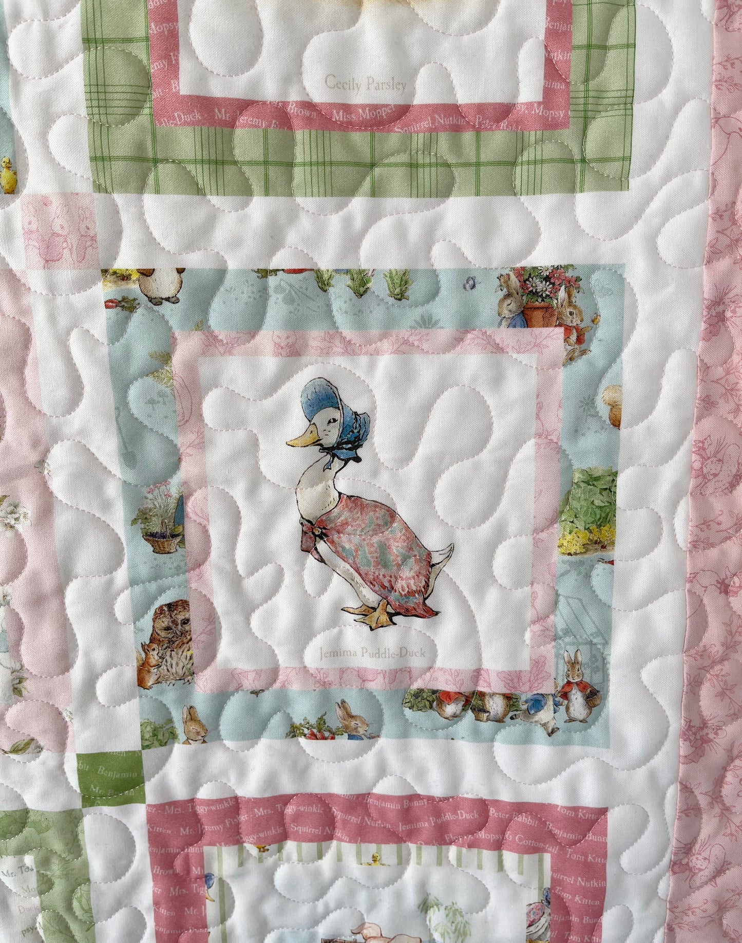 Handmade Baby Girl Quilt - Peter Rabbit & Friends - Easter Baby Blanket (39x46) Free Handmade Gift Bag - Ready to Ship!