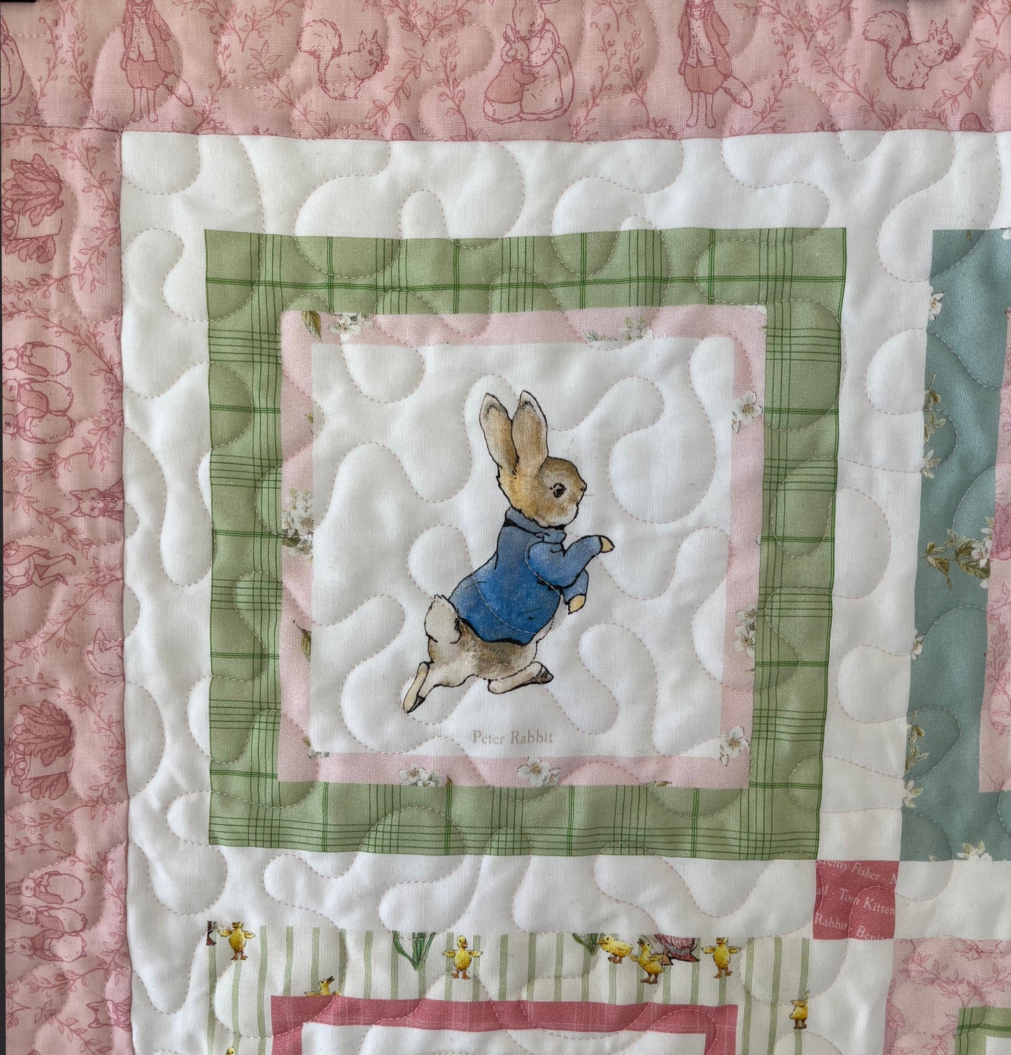 Handmade Baby Girl Quilt - Peter Rabbit & Friends - Easter Baby Blanket (39x46) Free Handmade Gift Bag - Ready to Ship!