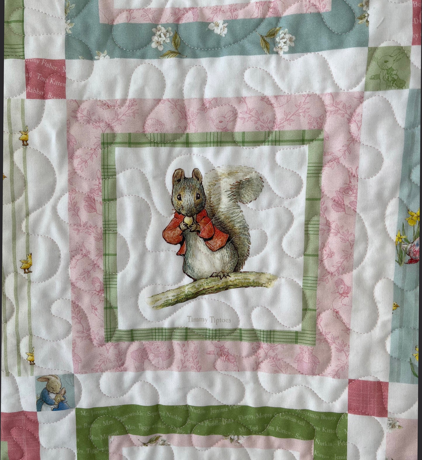 Handmade Baby Girl Quilt - Peter Rabbit & Friends - Easter Baby Blanket (39x46) Free Handmade Gift Bag - Ready to Ship!