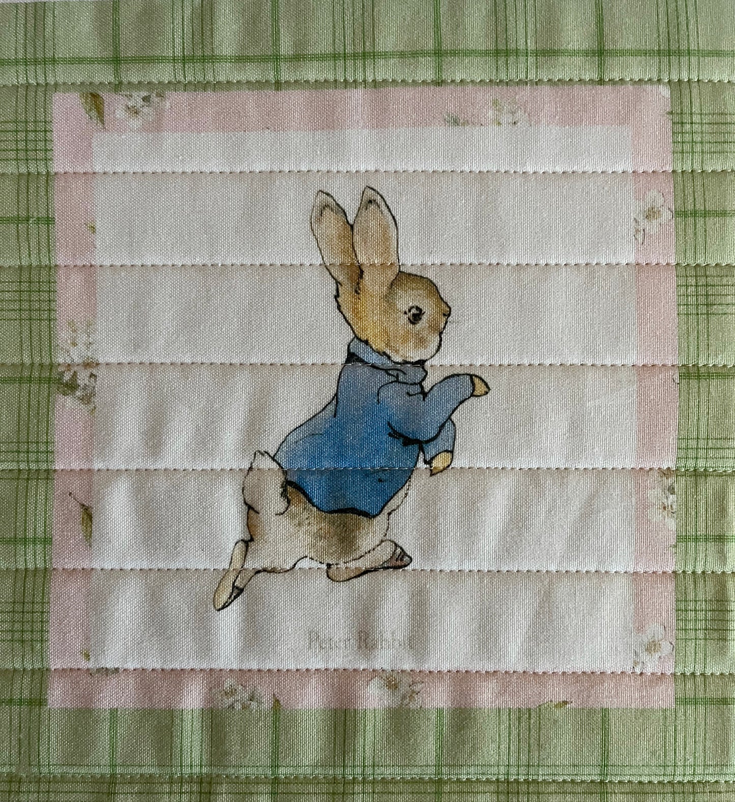 Handmade Baby Girl Quilt - Peter Rabbit & Friends - Easter Baby Blanket (39x46) Free Handmade Gift Bag - Ready to Ship!
