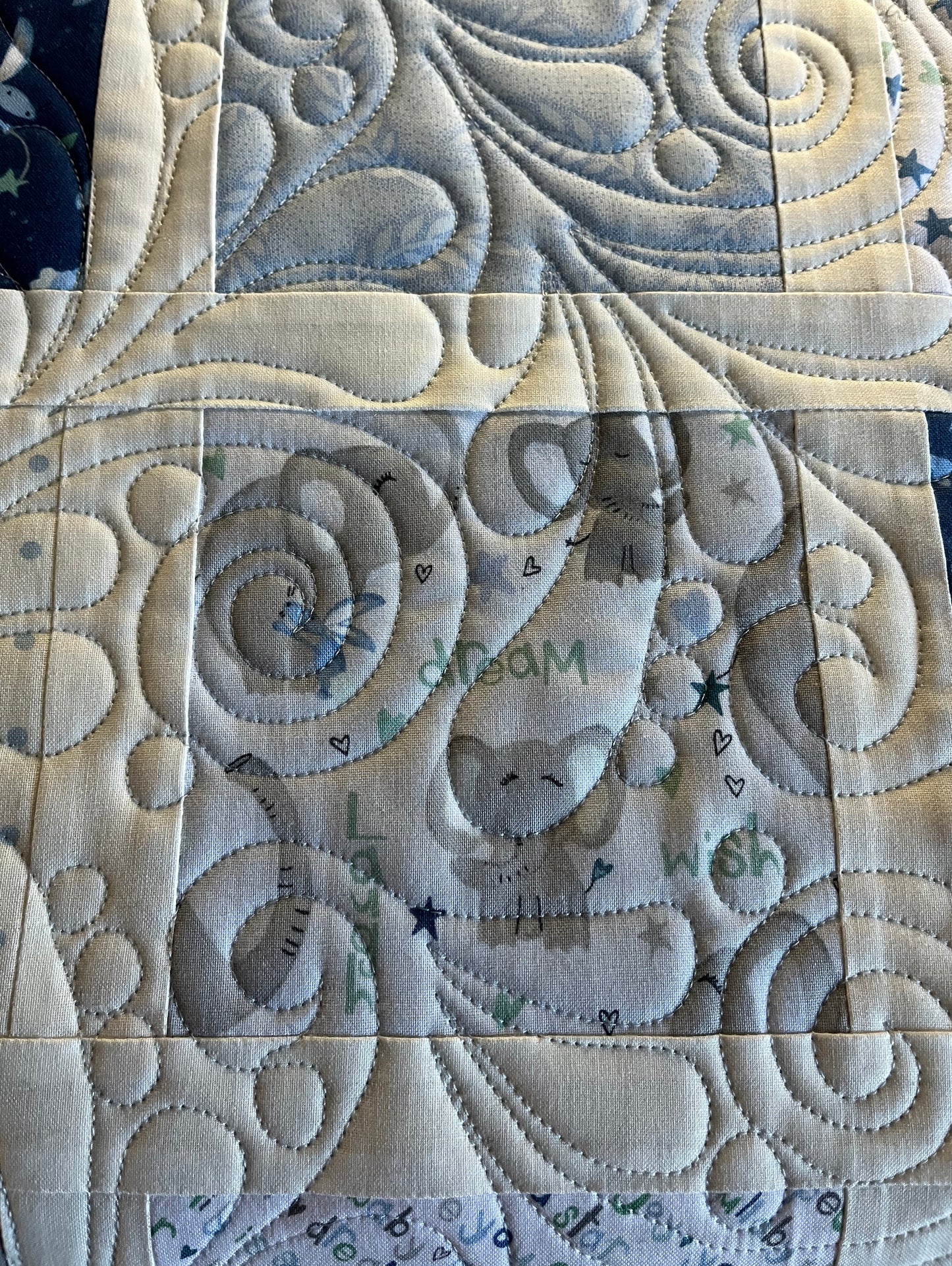 Handmade Baby Boy Quilt, Easter Baby Boy Blanket, Adorable Bunnies, Elephants in Blue, Grey, White (38x43) Ready to Ship!