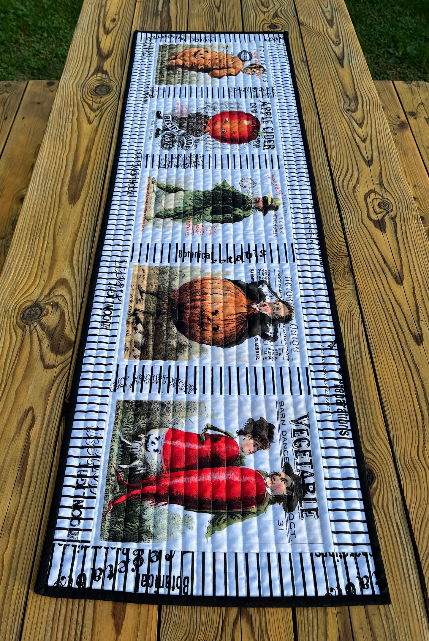 Handmade Halloween Quilted Table Runner - Unique Halloween Riley Blake Pumpkin Seed Packets#2 (15x50)