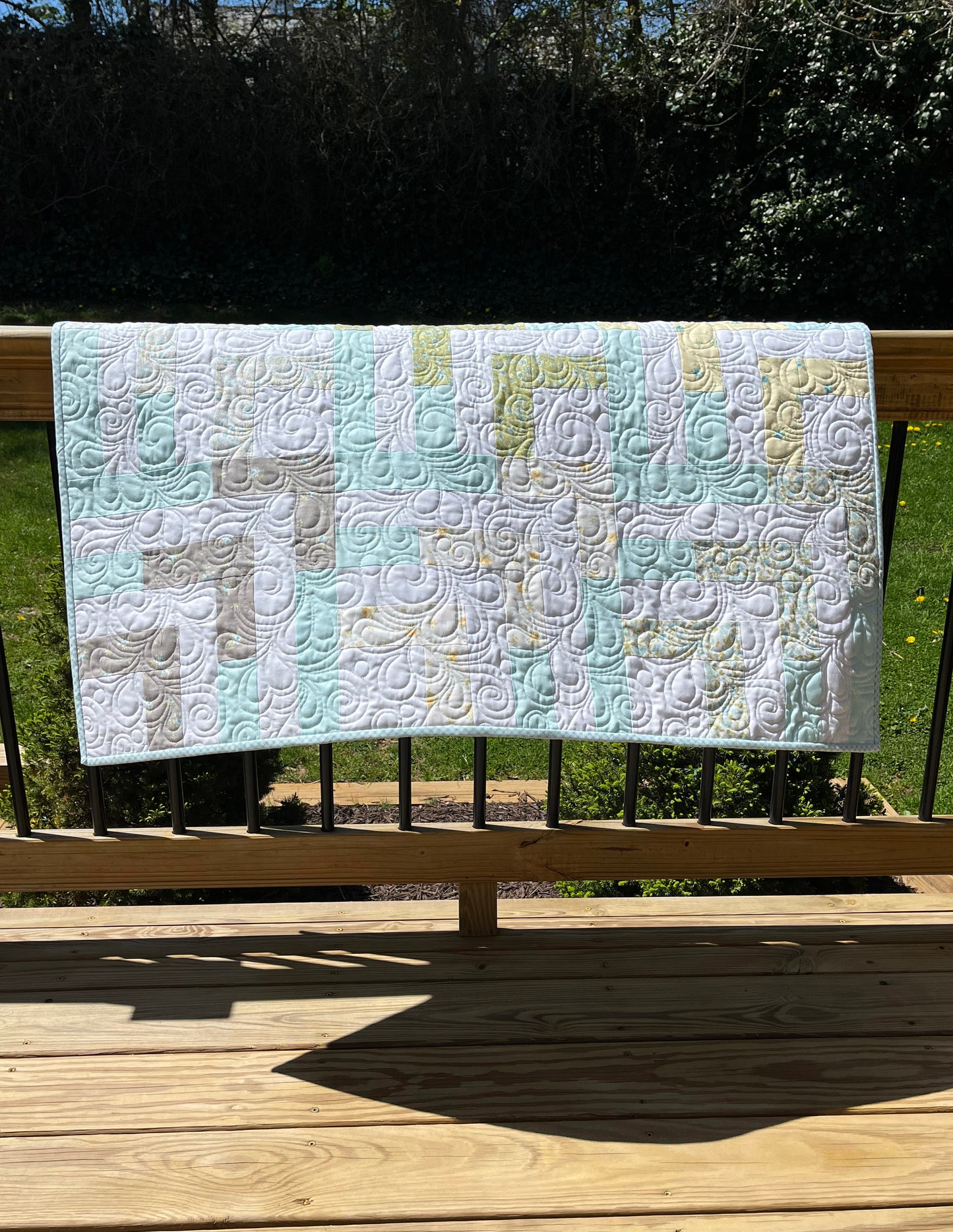 Handmade Baby Girl Quilt, Baby Blanket, Adult Lap Quilt, Spring Colors, Moda Shores Fabric (42x42) Ready to Ship!