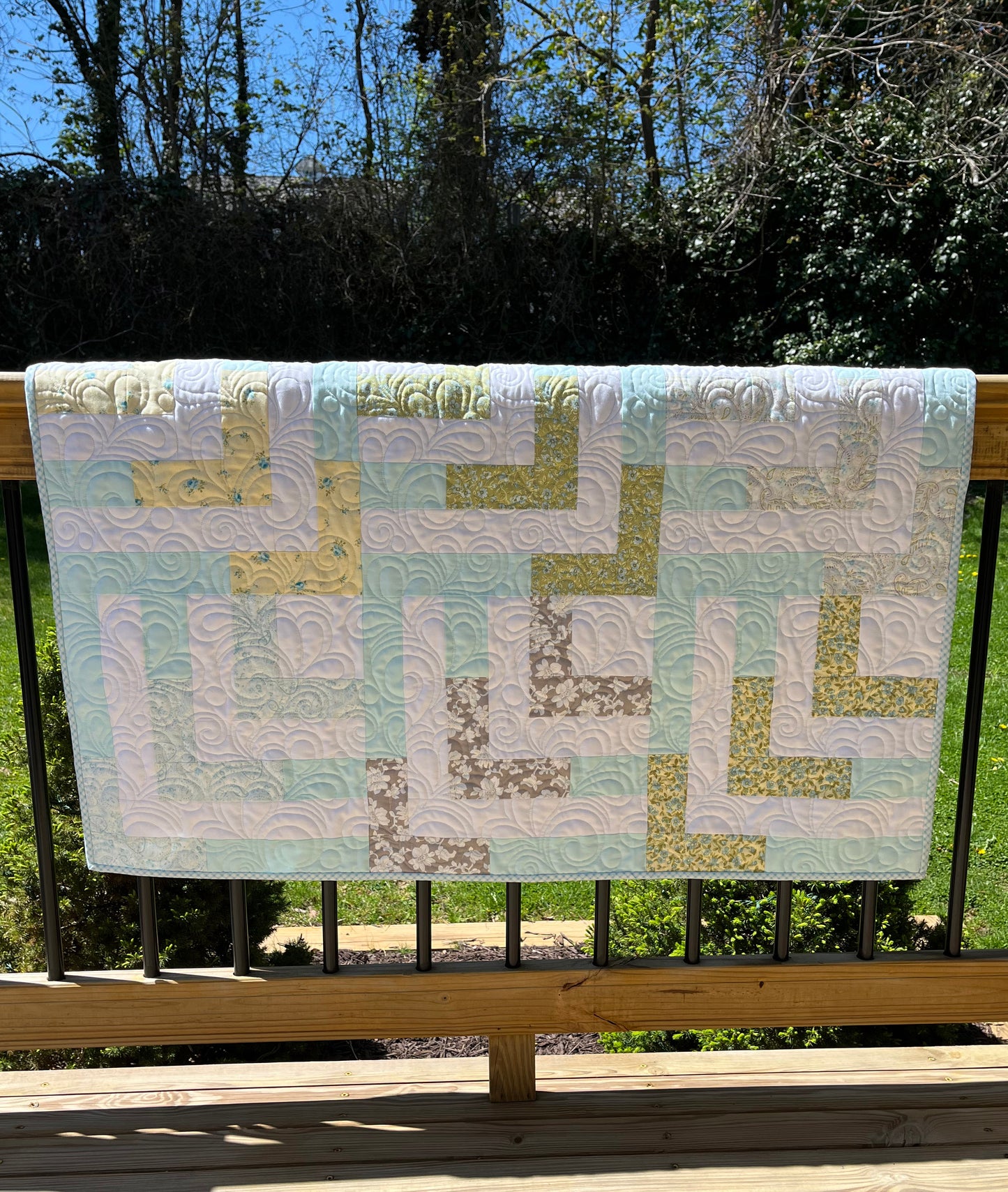 Handmade Baby Girl Quilt, Baby Blanket, Adult Lap Quilt, Spring Colors, Moda Shores Fabric (42x42) Ready to Ship!