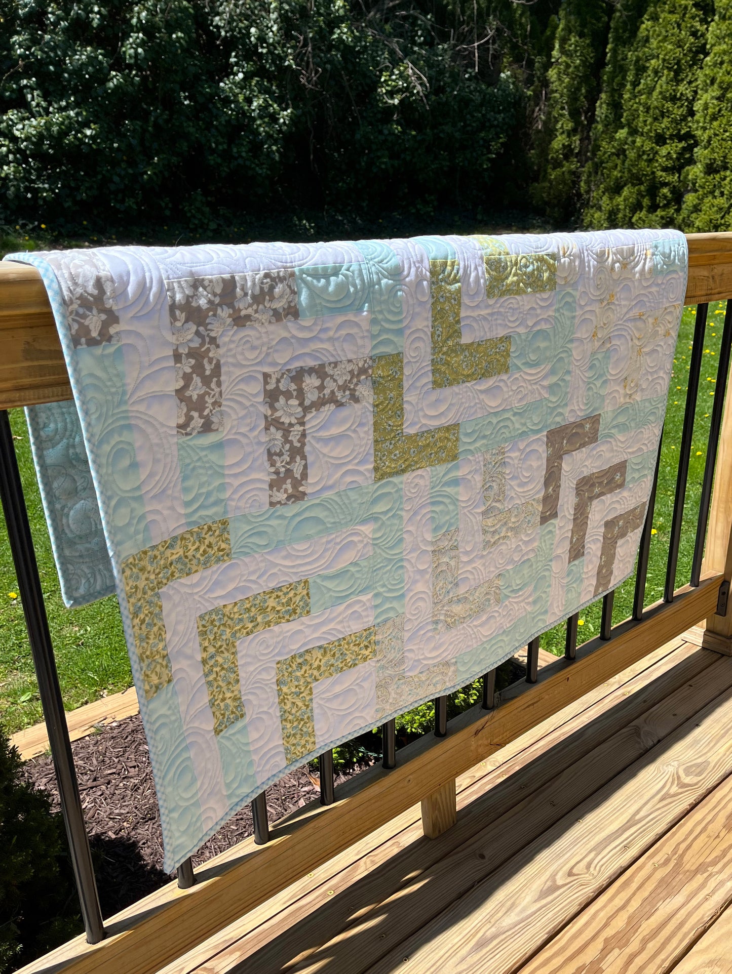 Handmade Baby Girl Quilt, Baby Blanket, Adult Lap Quilt, Spring Colors, Moda Shores Fabric (42x42) Ready to Ship!