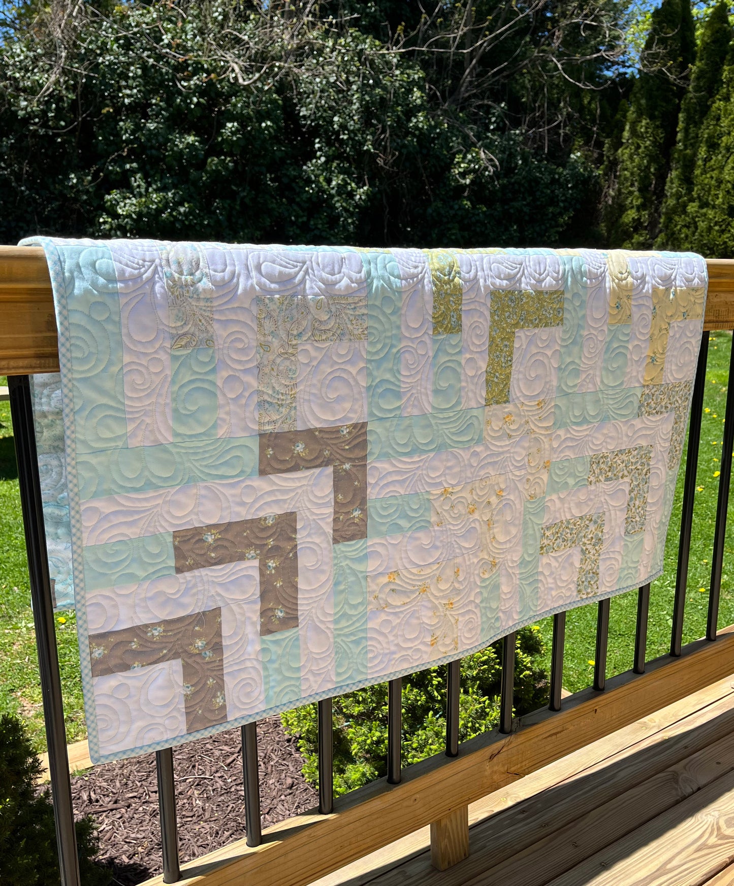 Handmade Baby Girl Quilt, Baby Blanket, Adult Lap Quilt, Spring Colors, Moda Shores Fabric (42x42) Ready to Ship!