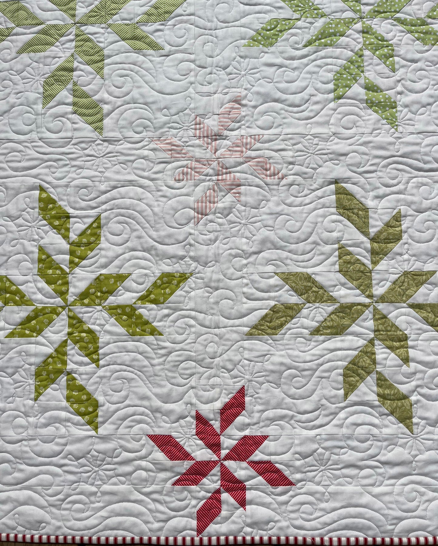 Christmas Snowflakes Handmade Quilt, Baby Blanket, Adult Lap Quilt - 47x47, Gender Neutral - Ready to Ship