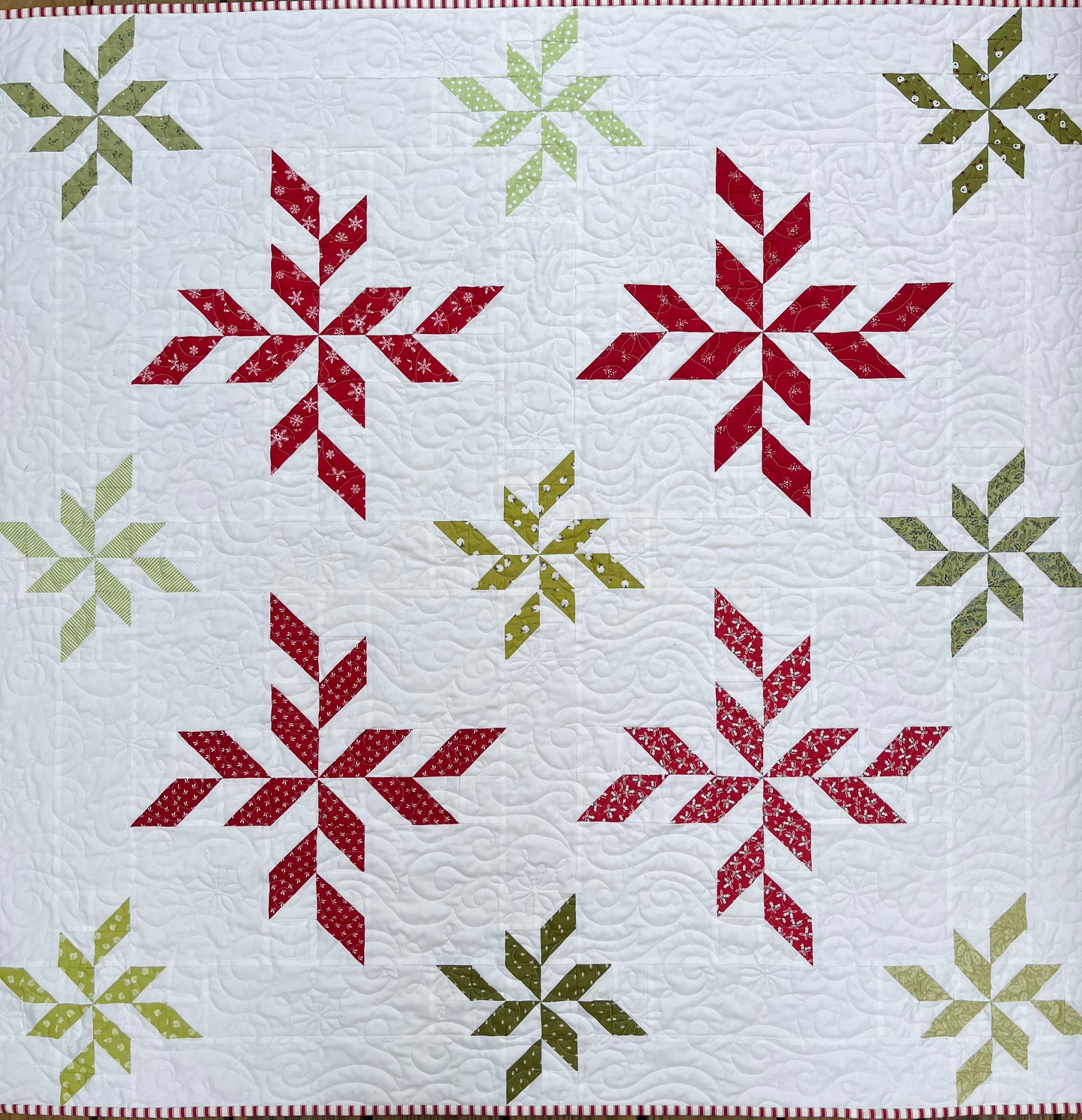 Christmas Snowflakes Handmade Baby Quilt, Heirloom Baby Blanket, Holiday Decor, Adult Lap Quilt, Table Topper (47x47) Ready to Ship!