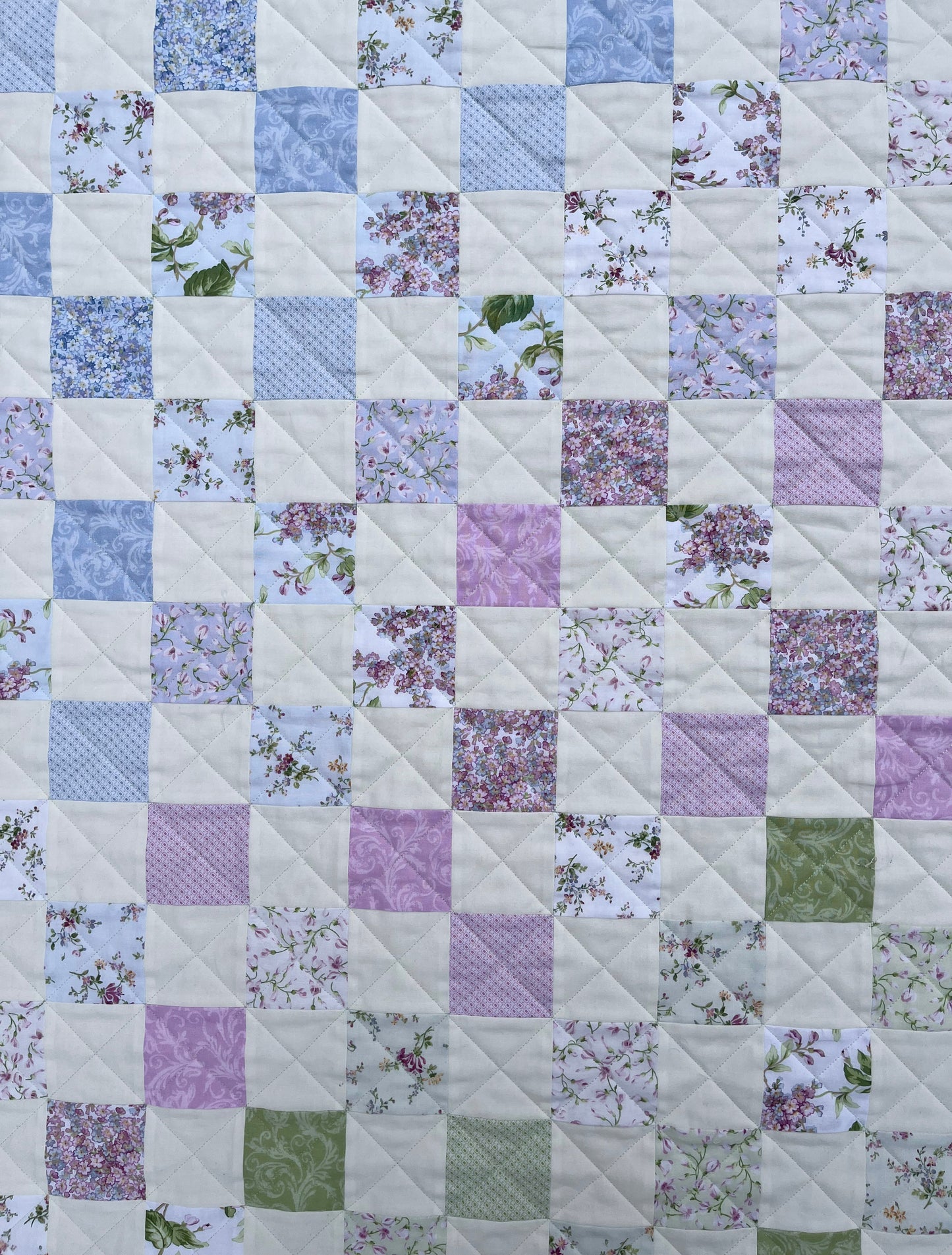 Springtime Handmade Baby Girl Quilt, Patchwork Baby Girl Blanket (38"x40") Pastel Easter Colors, Ready to Ship!