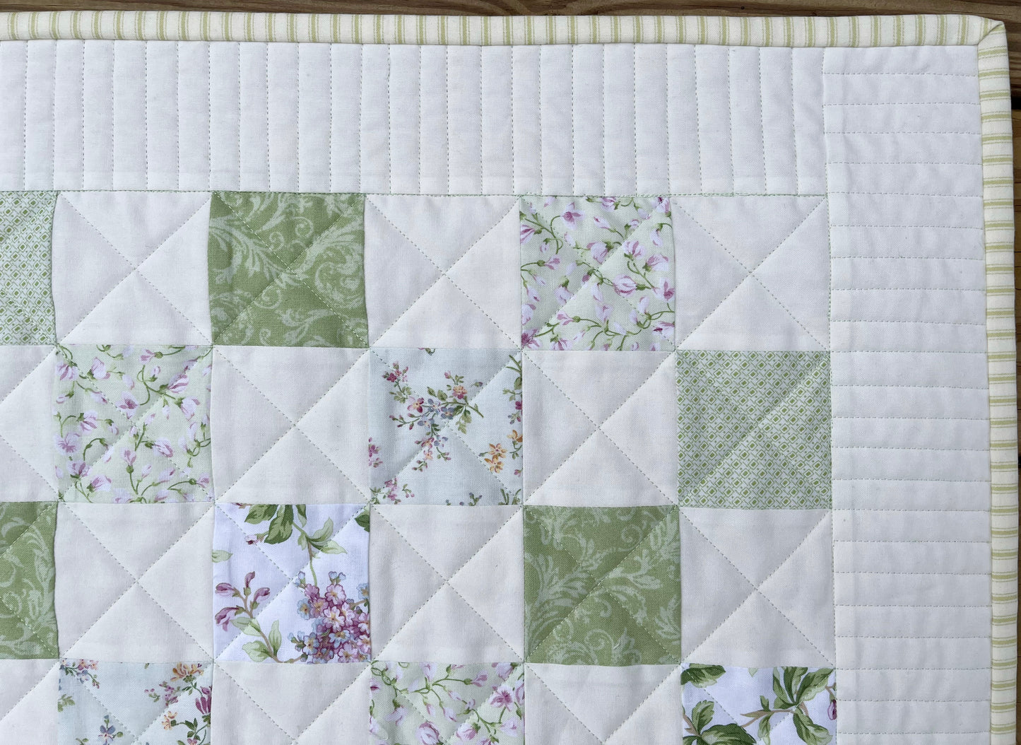 Springtime Handmade Baby Girl Quilt, Patchwork Baby Girl Blanket (38"x40") Pastel Easter Colors, Ready to Ship!