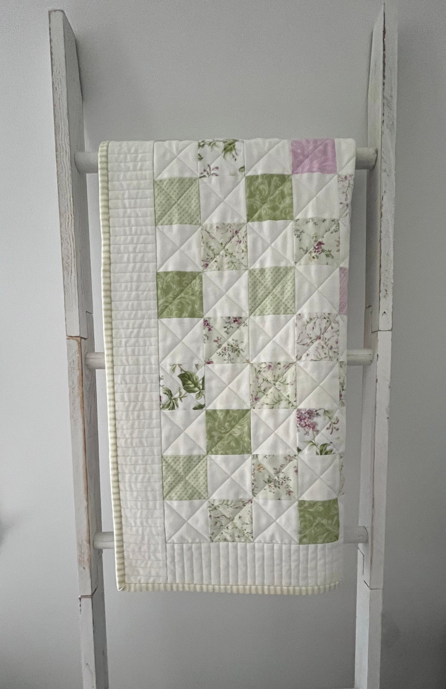Springtime Handmade Baby Girl Quilt, Patchwork Baby Girl Blanket (38"x40") Pastel Easter Colors, Ready to Ship!