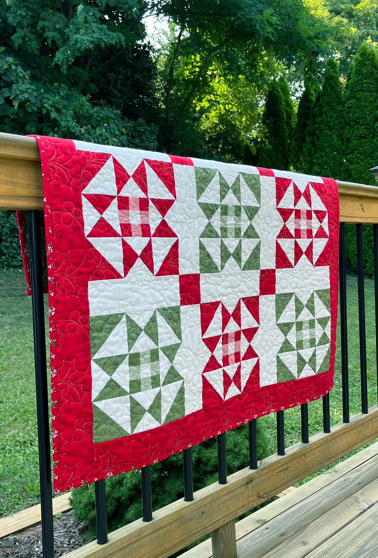 Handmade Christmas Baby Quilt, Baby's First Christmas Blanket, Adult Lap Quilt, Table Topper, Wall Hanging (37.5x37.5)