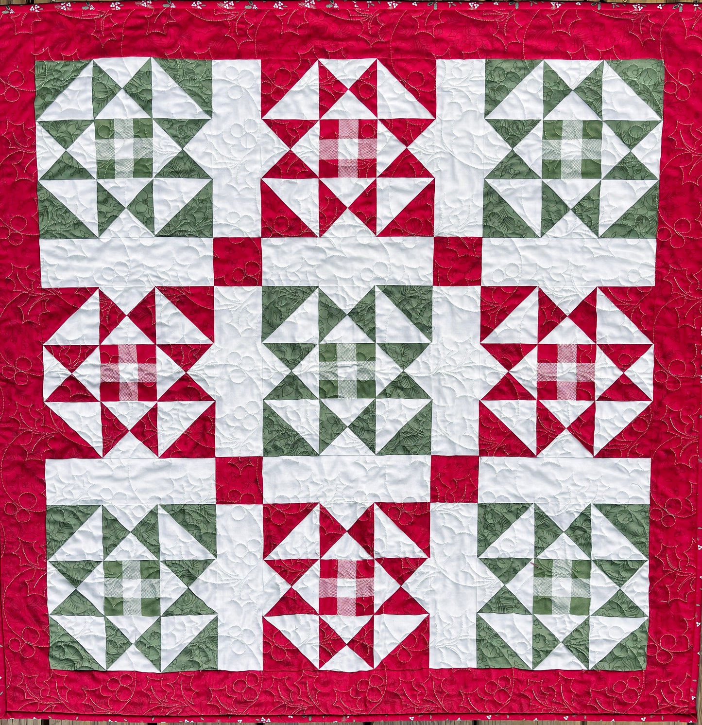 Handmade Christmas Baby Quilt, Baby's First Christmas Blanket, Adult Lap Quilt, Table Topper, Wall Hanging (37.5x37.5)