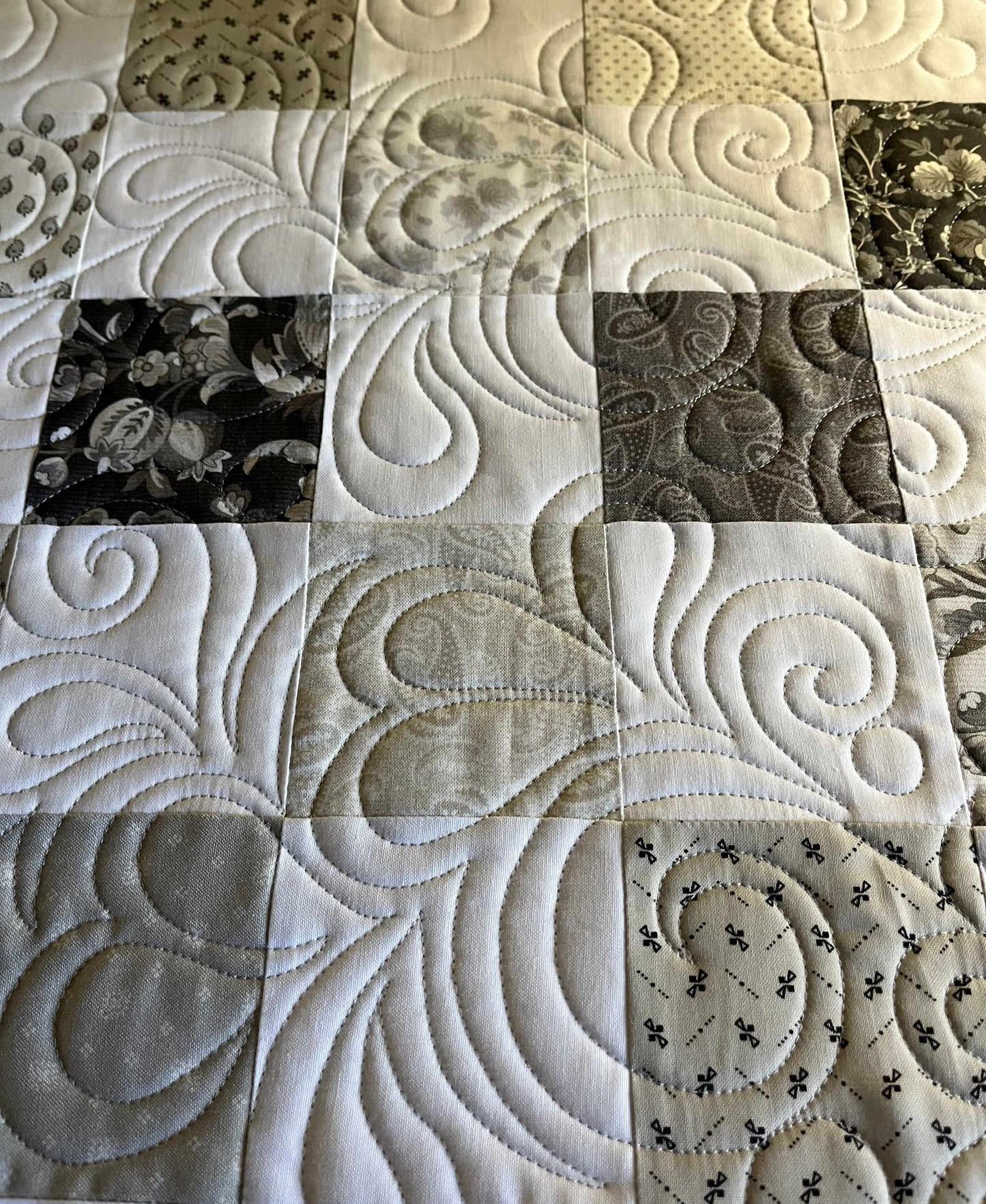 Handmade Baby Quilt - Neutral Colors Baby Blanket, Tan, Grey, Cream & White, Gender Neutral, Adult Lap Quilt (36x39) Free Shipping!