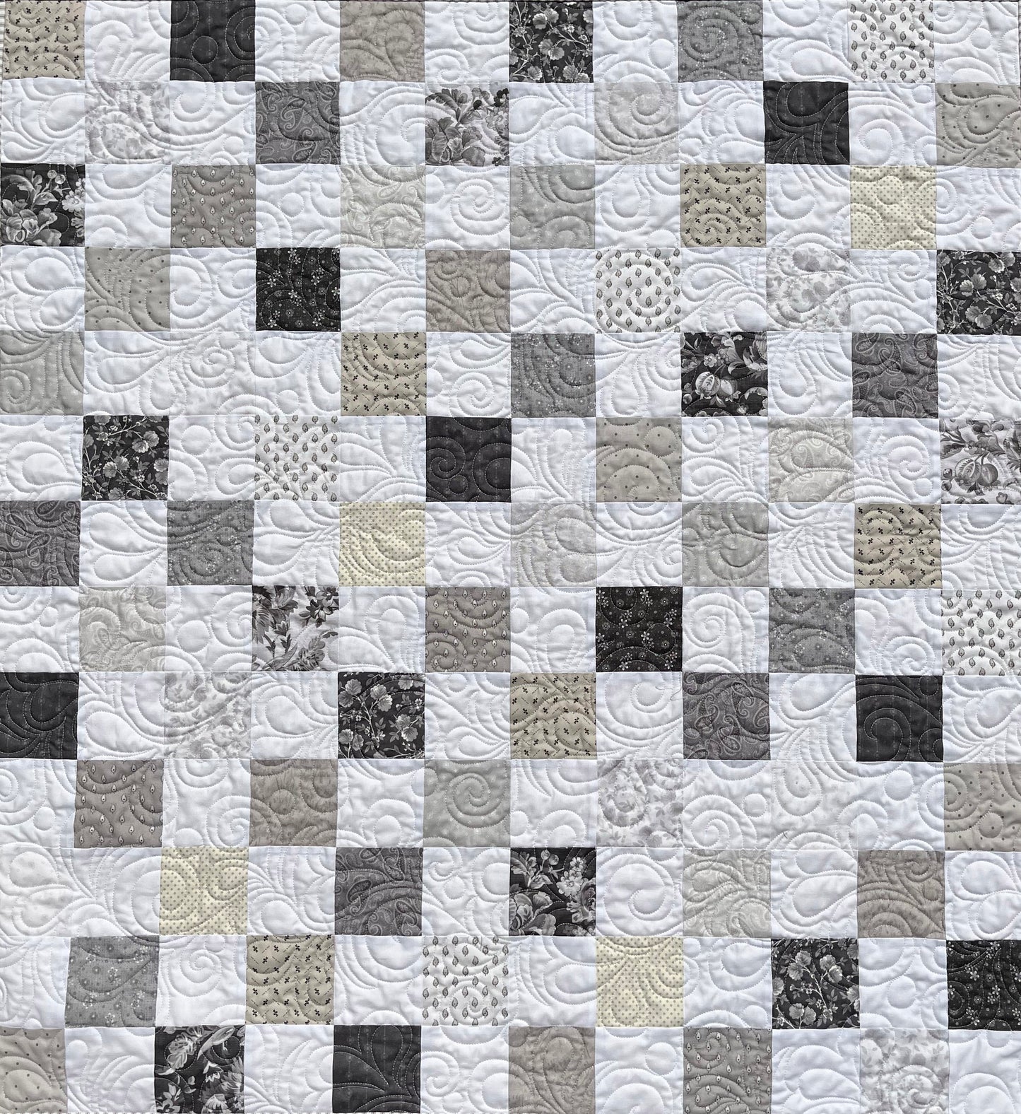 Handmade Baby Quilt - Neutral Colors Baby Blanket, Tan, Grey, Cream & White, Gender Neutral, Adult Lap Quilt (36x39) Free Shipping!