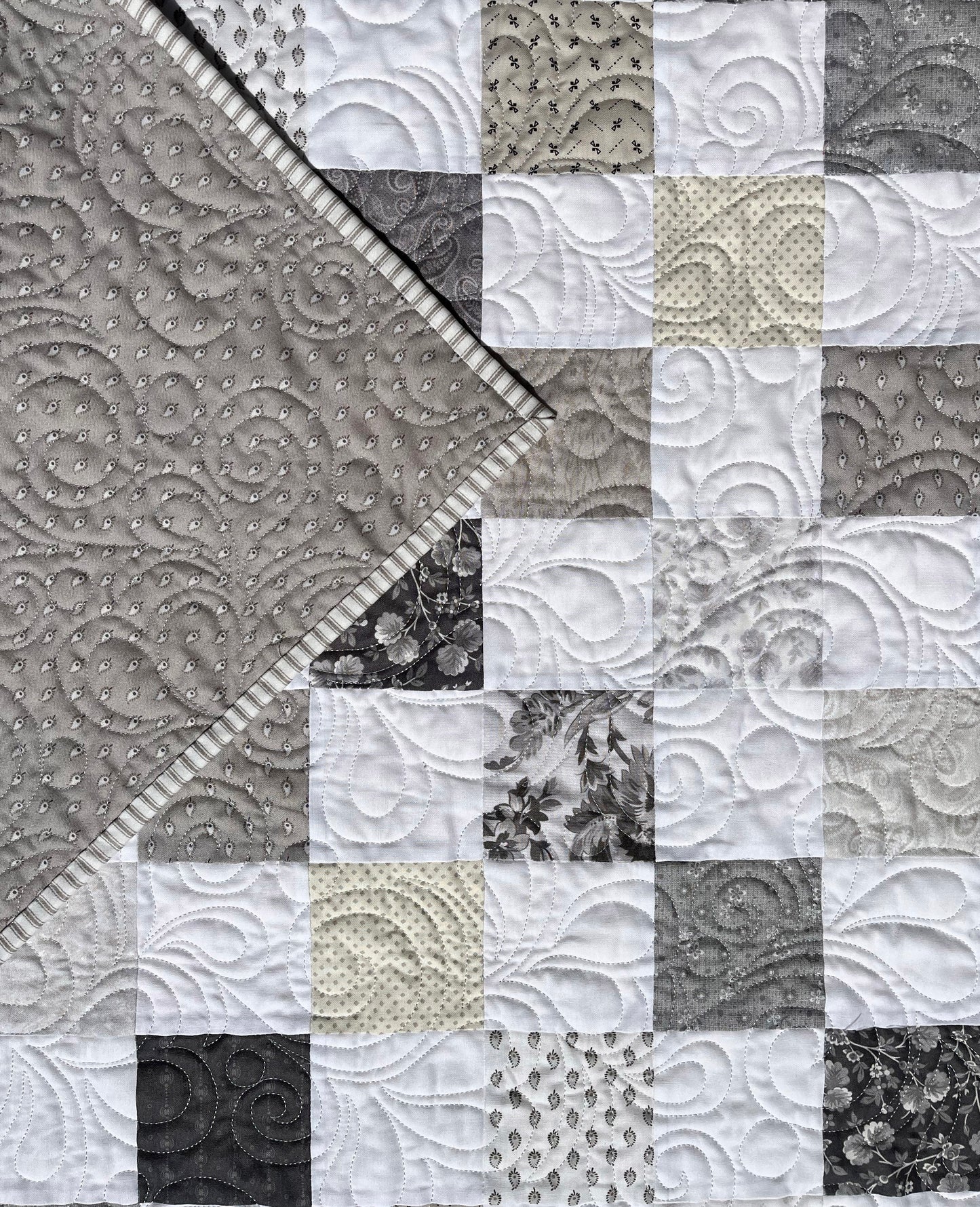 Handmade Baby Quilt - Neutral Colors Baby Blanket, Tan, Grey, Cream & White, Gender Neutral, Adult Lap Quilt (36x39) Free Shipping!