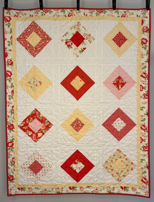 Handmade Baby Quilt, Baby Blanket, Baby Girl Quilt, Adult Lap Quilt - Cheerful Colors (40x52)