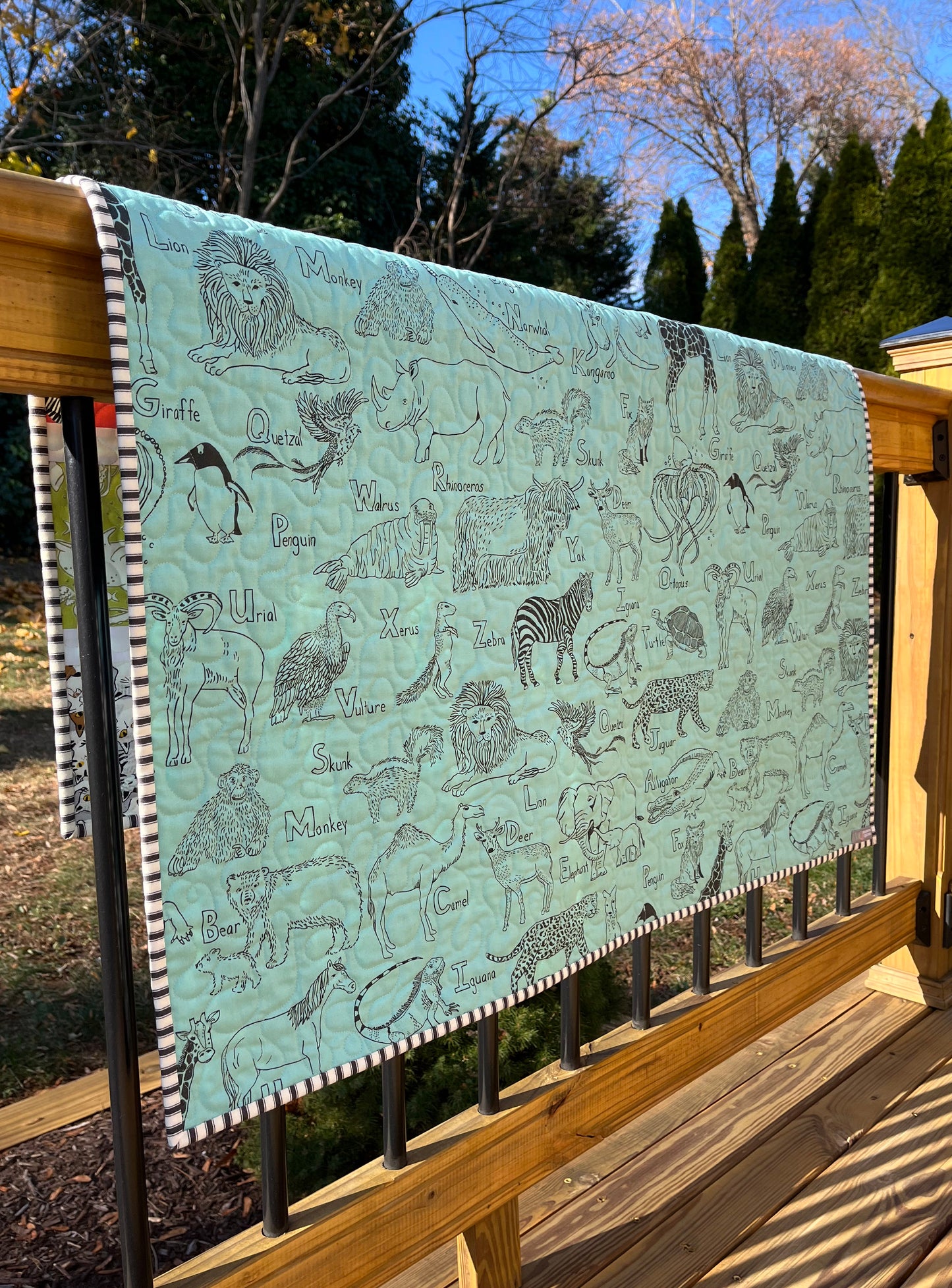 Handmade Baby Quilt - Animals Baby Blanket, Snuggle With Baby & Name all the Animals (37.75x43) Ready to Ship!