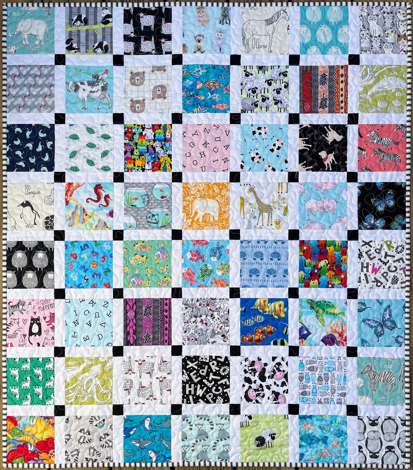 Handmade Baby Quilt - Animals Baby Blanket, Snuggle With Baby & Name all the Animals (37.75x43) Ready to Ship!