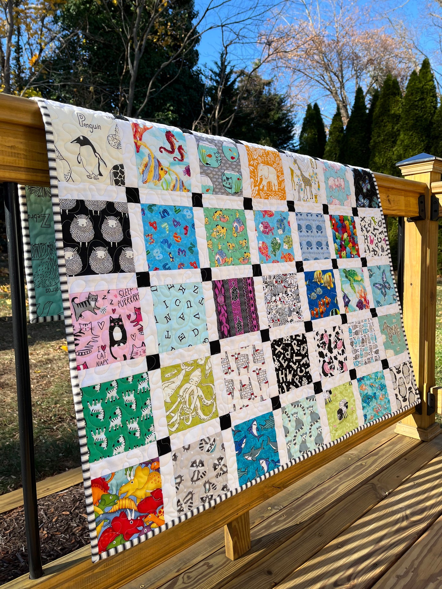 Handmade Baby Quilt - Animals Baby Blanket, Snuggle With Baby & Name all the Animals (37.75x43) Ready to Ship!