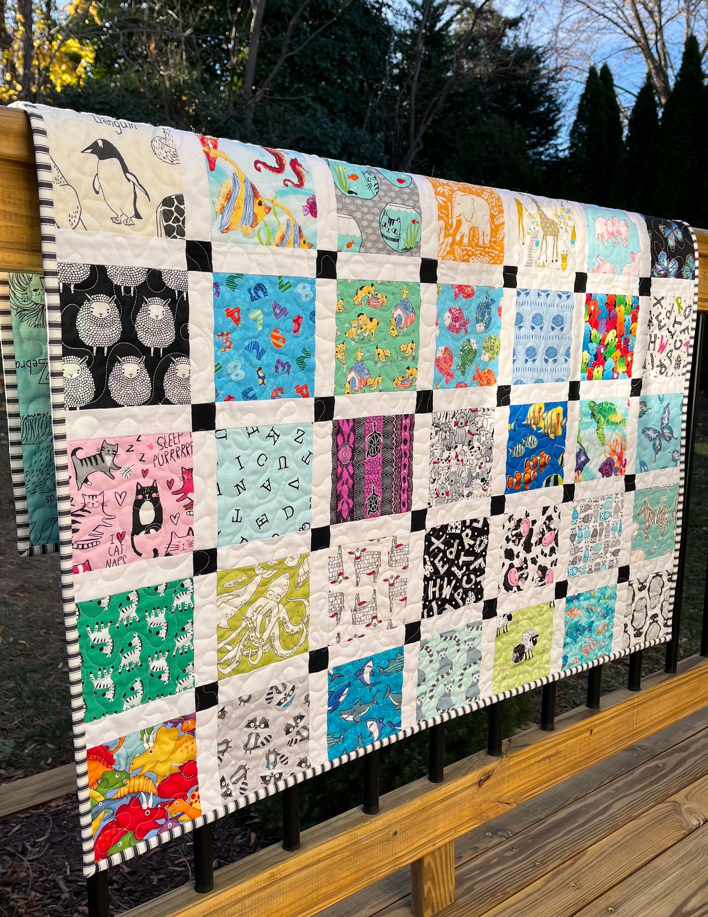 Handmade Baby Quilt - Animals Baby Blanket, Snuggle With Baby & Name all the Animals (37.75x43) Ready to Ship!